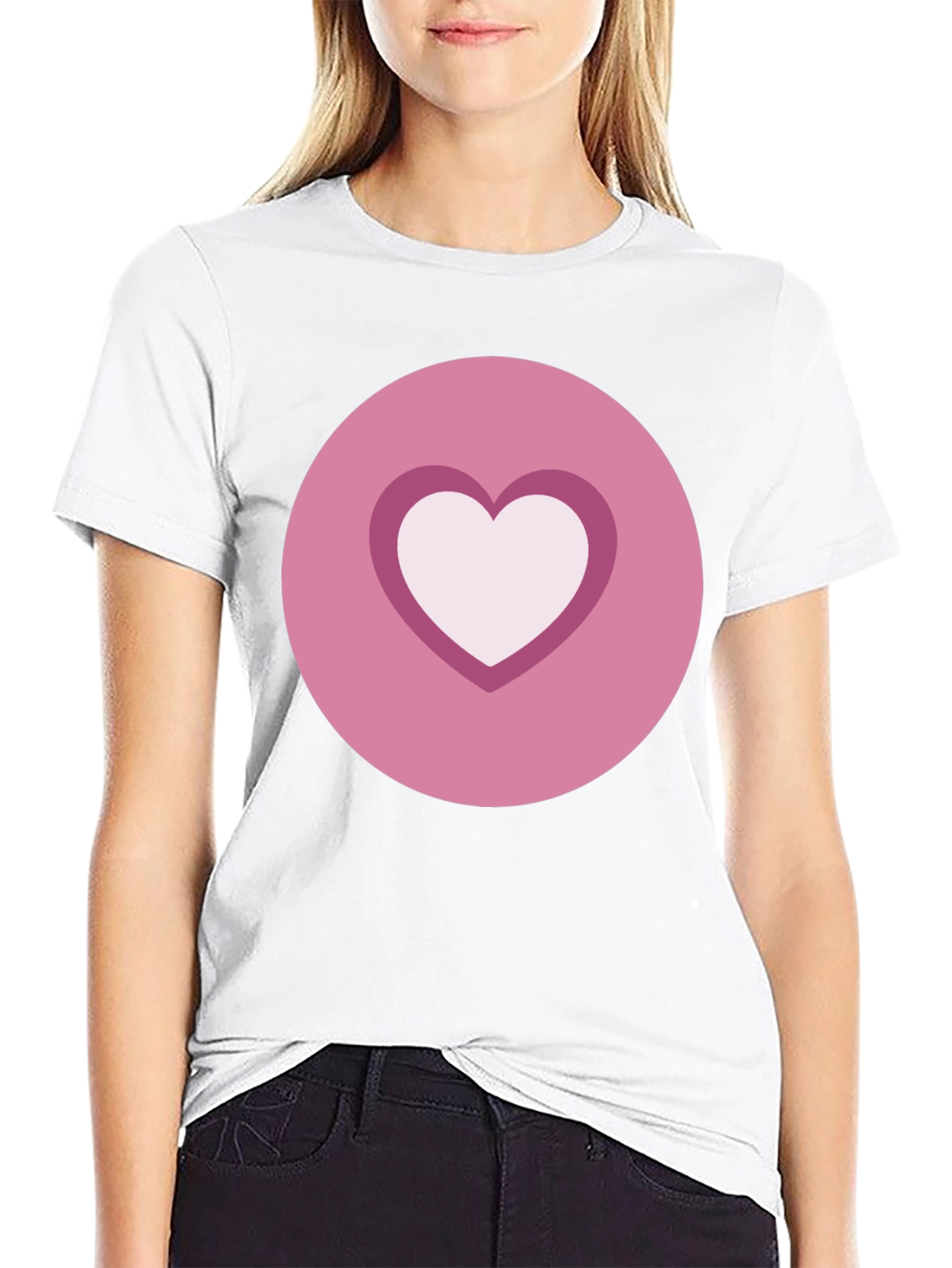Heart Circle Graphic Tee - Casual Black Shirt