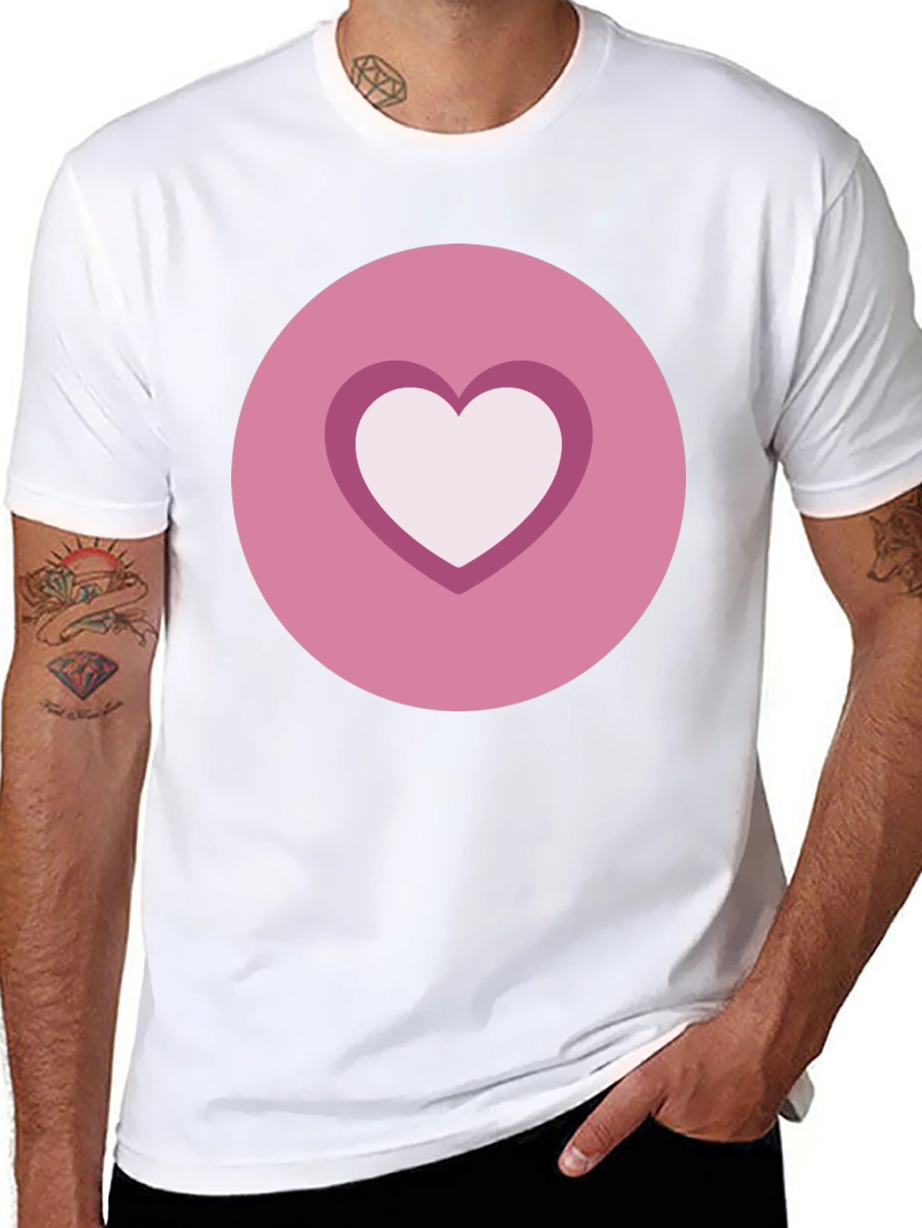 Heart Circle Graphic Tee - Casual Black Shirt