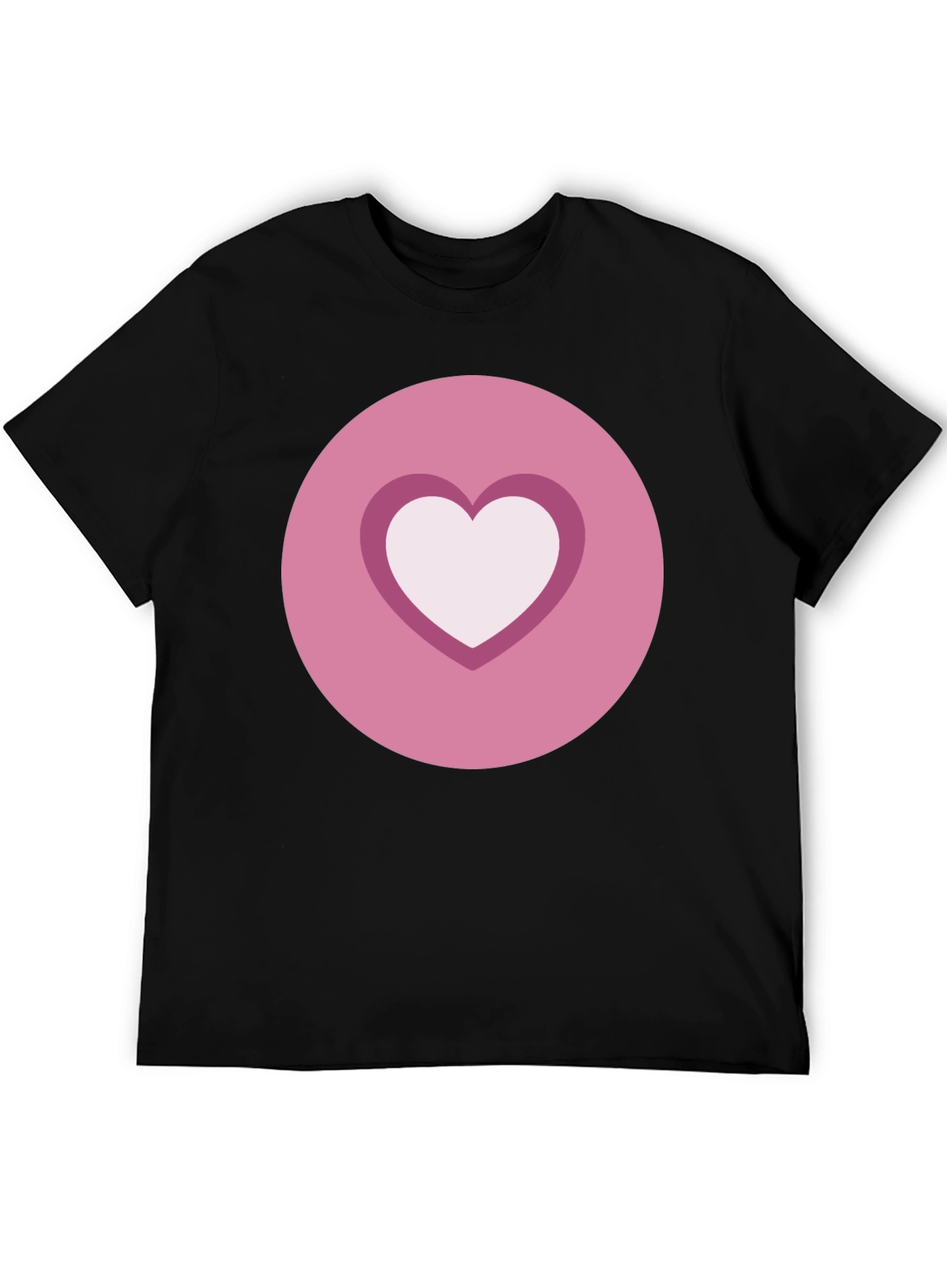 Heart Circle Graphic Tee - Casual Black Shirt