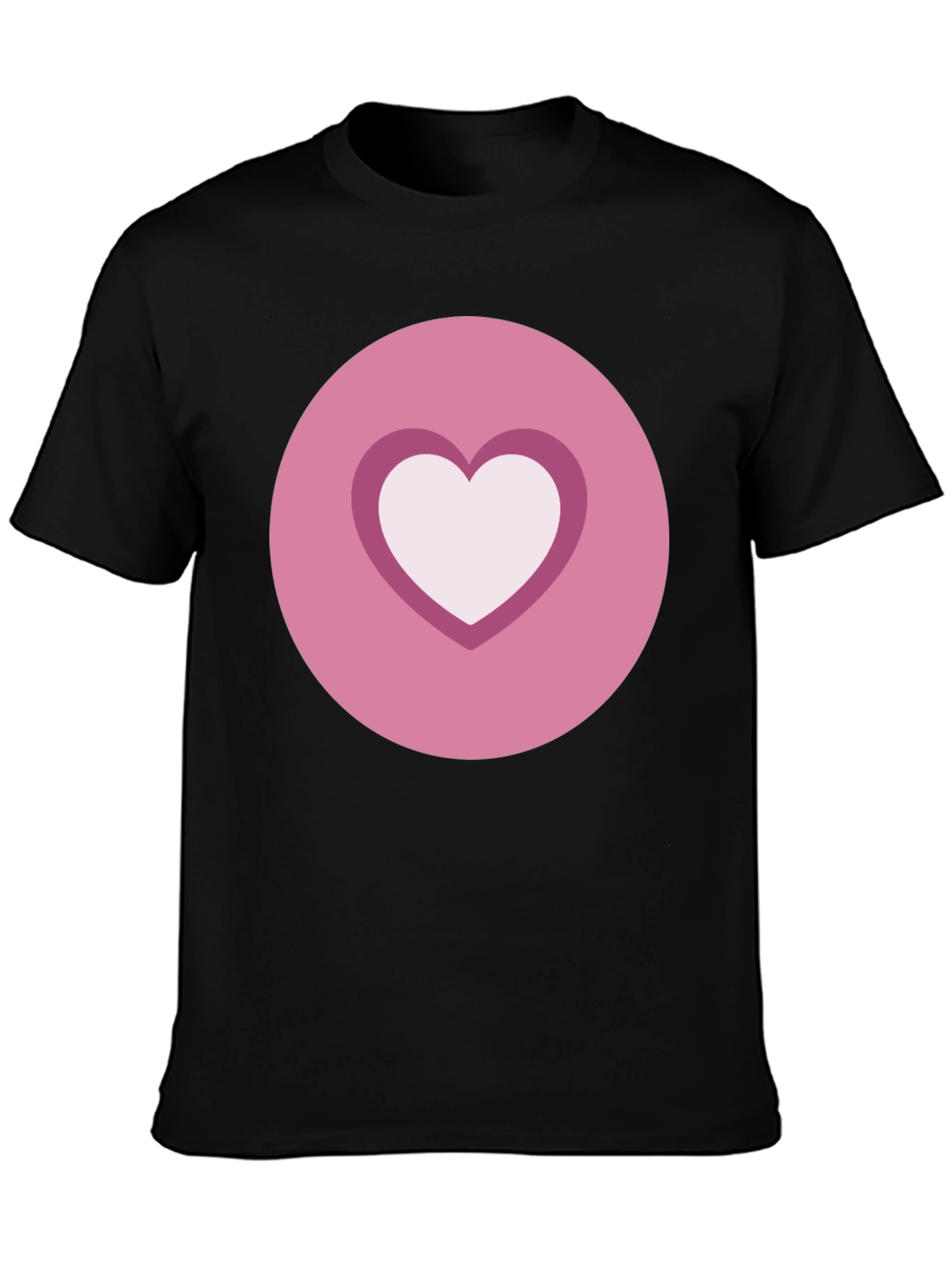 Heart Circle Graphic Tee - Casual Black Shirt