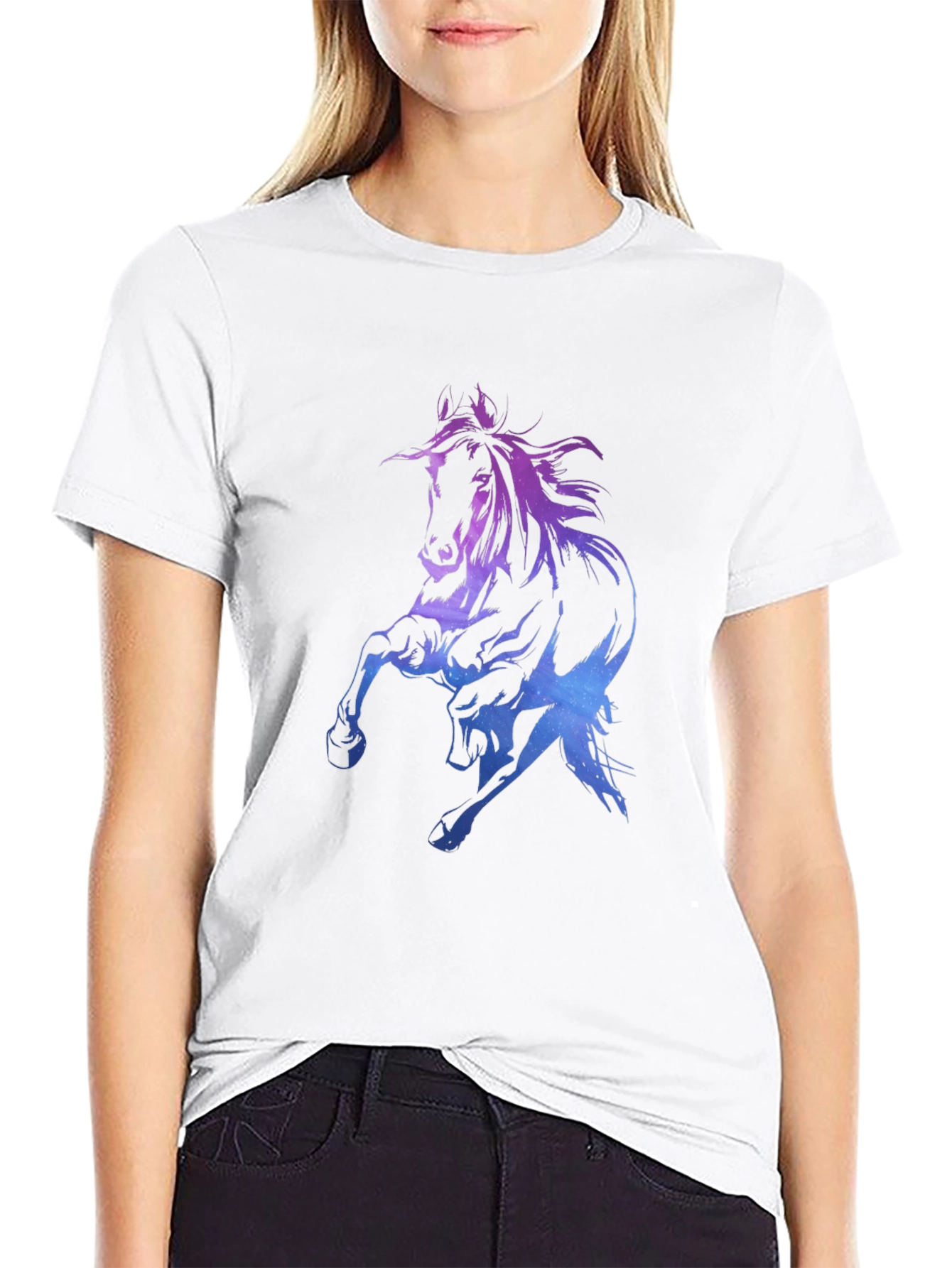 Galaxy Horse Graphic Tee - Black