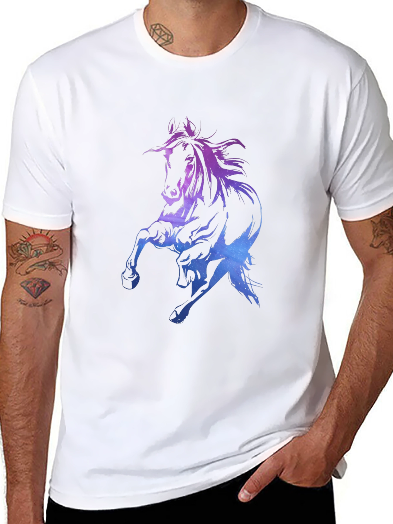 Galaxy Horse Graphic Tee - Black