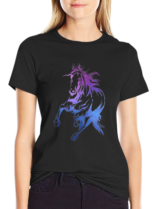 Galaxy Horse Graphic Tee - Black