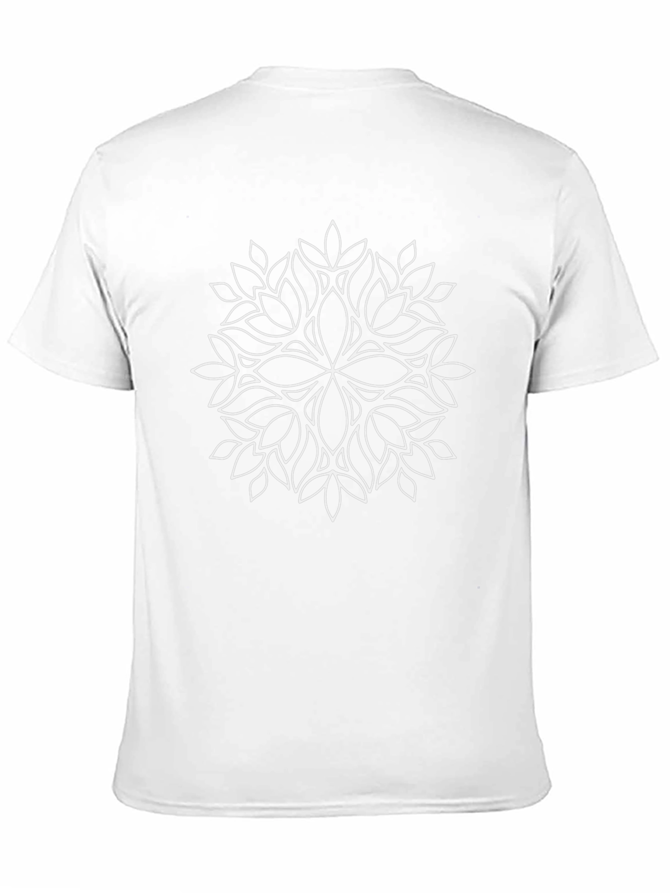 Geometric Leaf Mandala T-Shirt - Black
