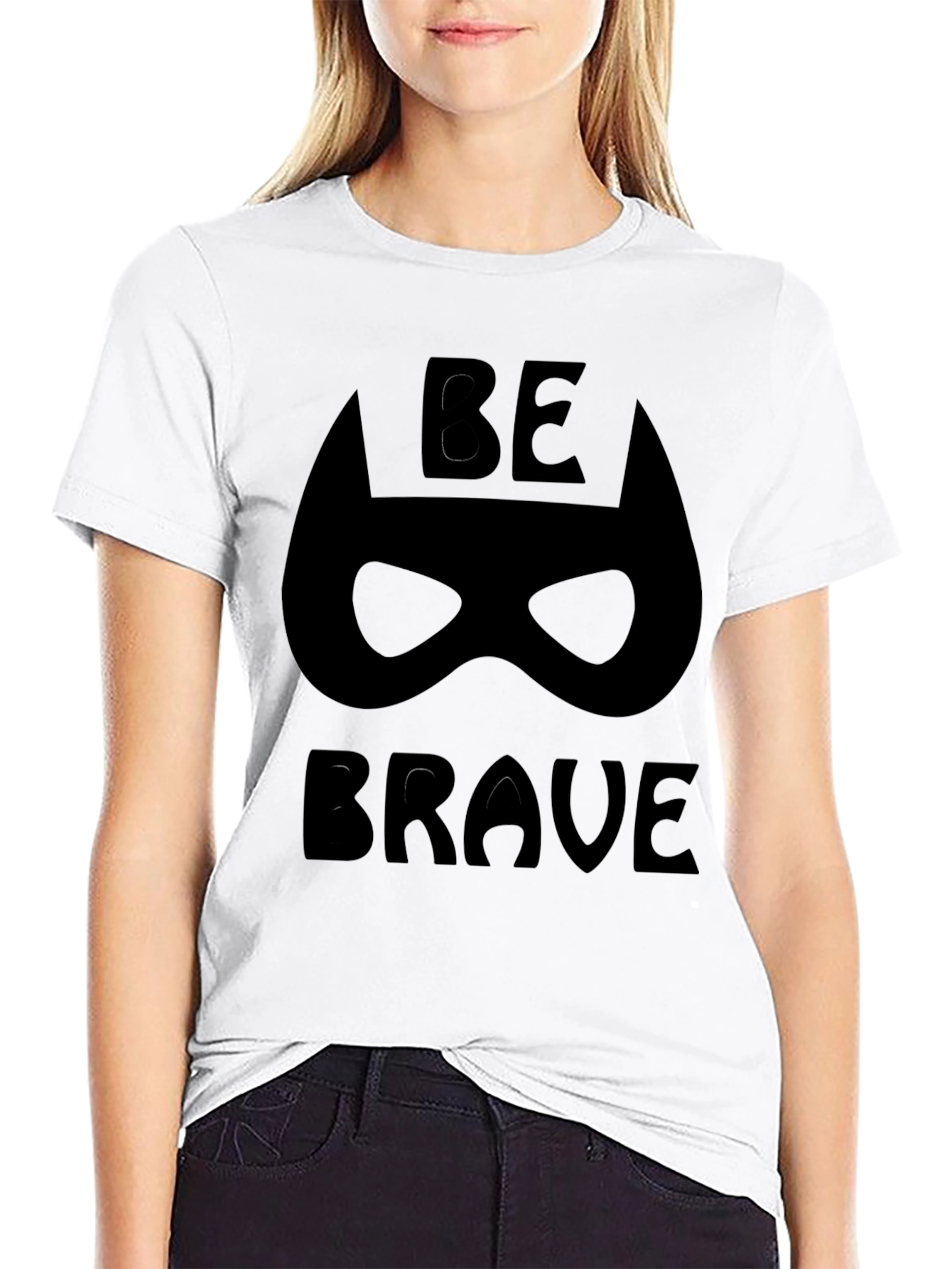 Be Brave Superhero Mask Black T-Shirt