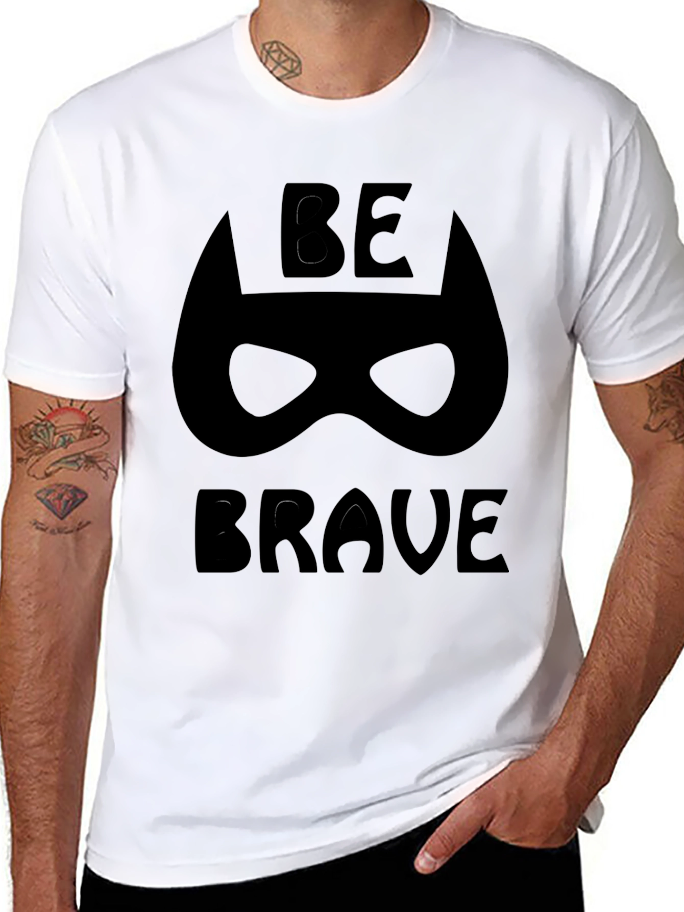 Be Brave Superhero Mask Black T-Shirt