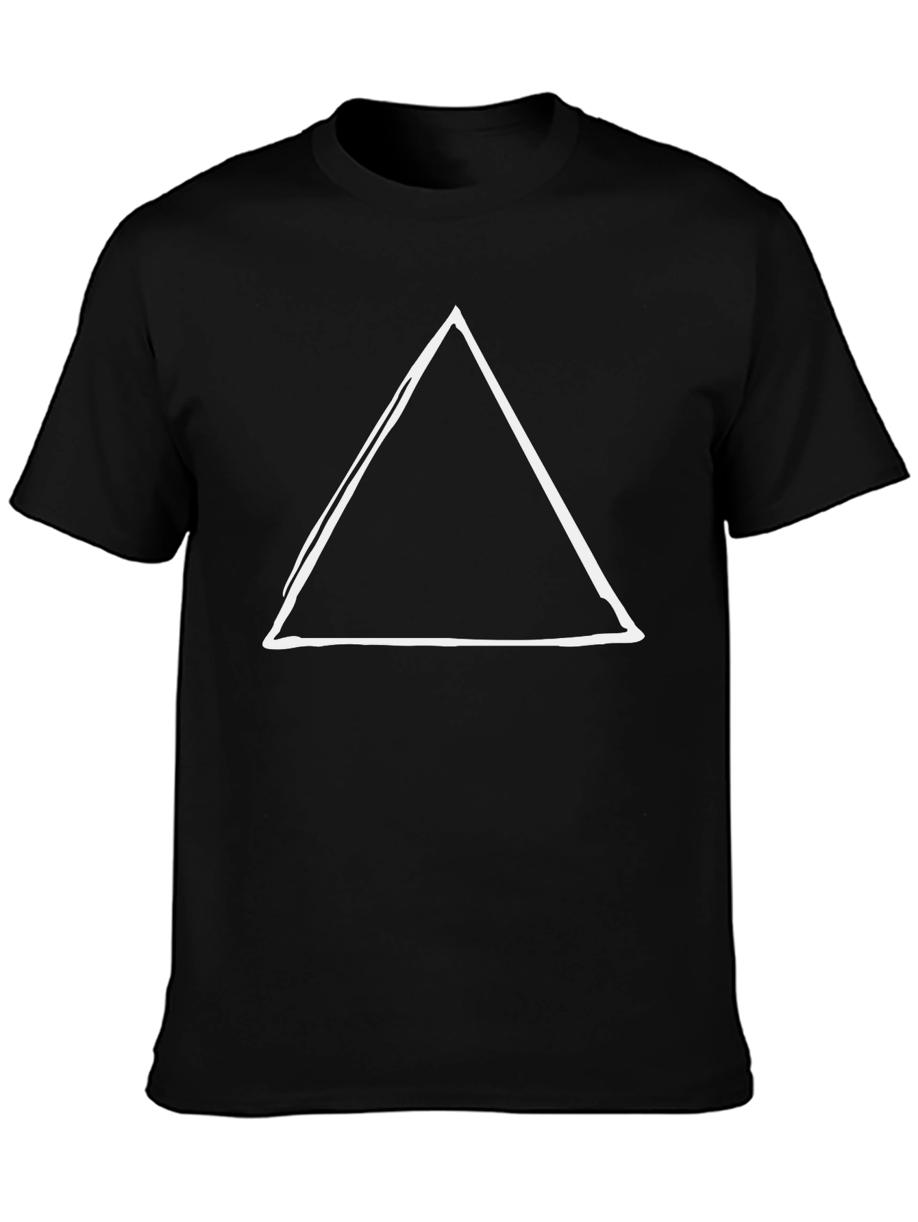 Mens Black T-Shirt with White Triangle Graphic