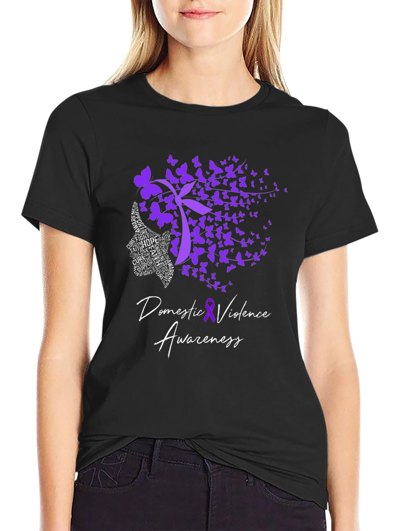 Domestic Violence Awareness Butterfly Ribbon T-Shirt