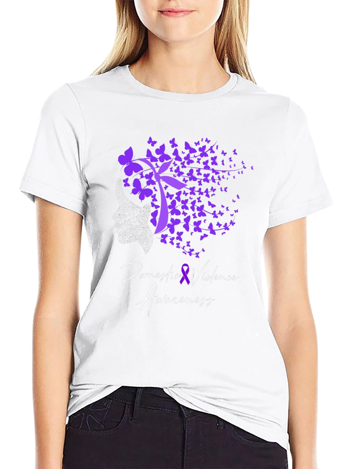 Domestic Violence Awareness Butterfly Ribbon T-Shirt