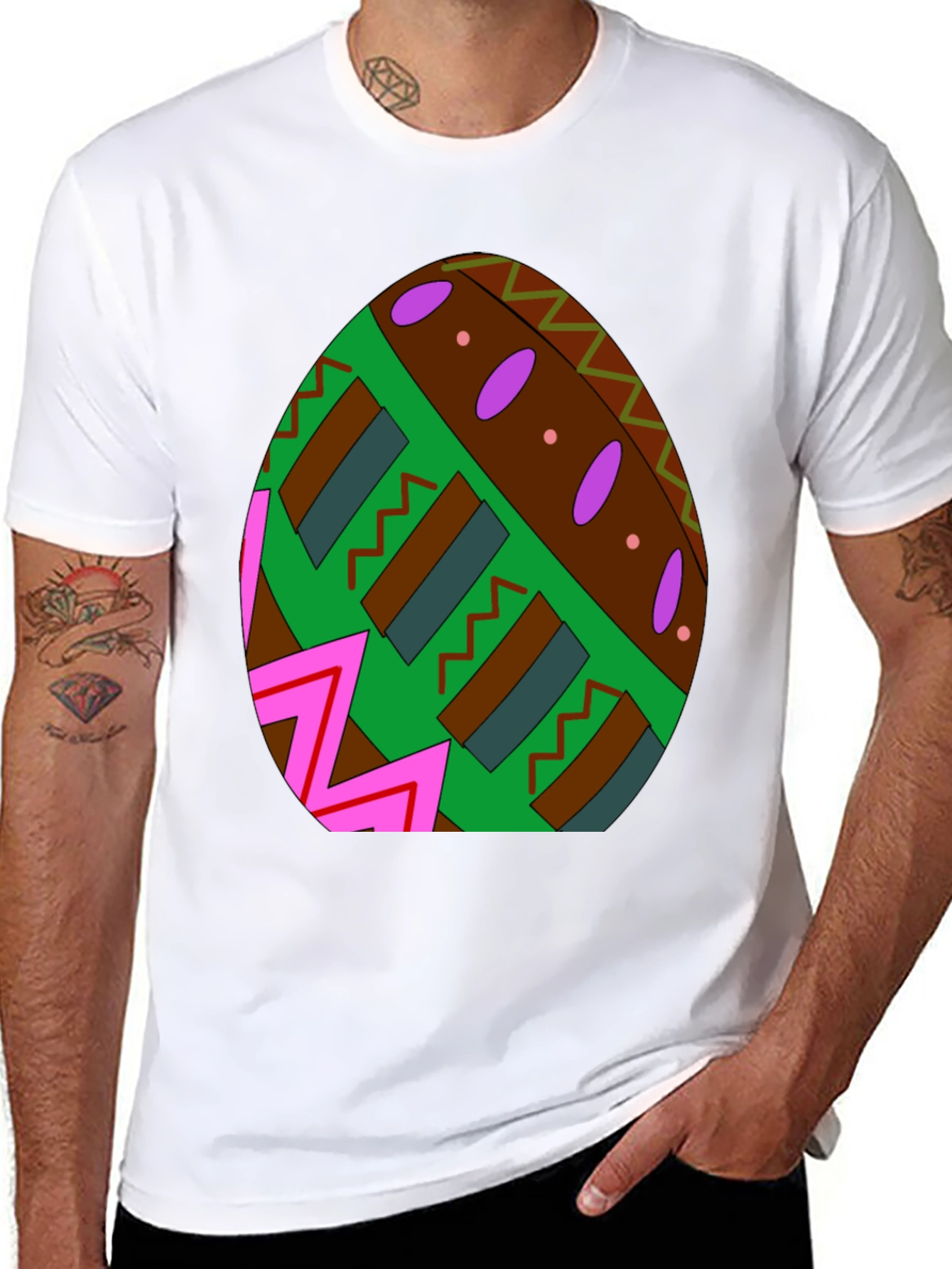 Easter Egg Pattern Black T-Shirt