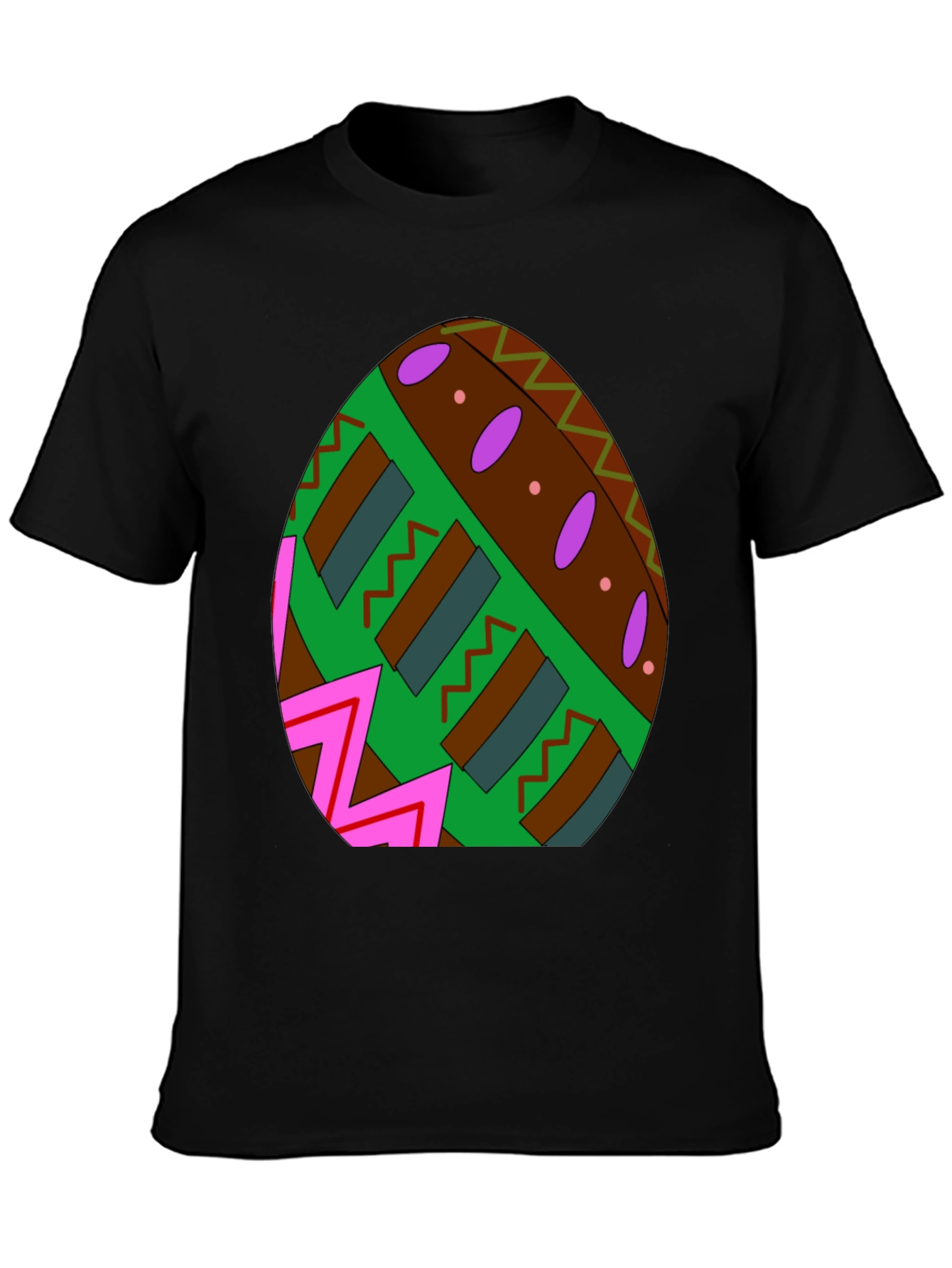 Easter Egg Pattern Black T-Shirt
