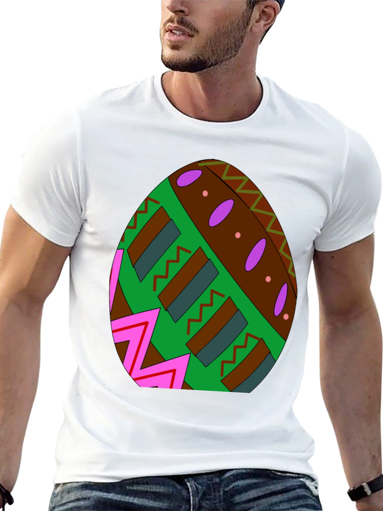 Easter Egg Pattern Black T-Shirt