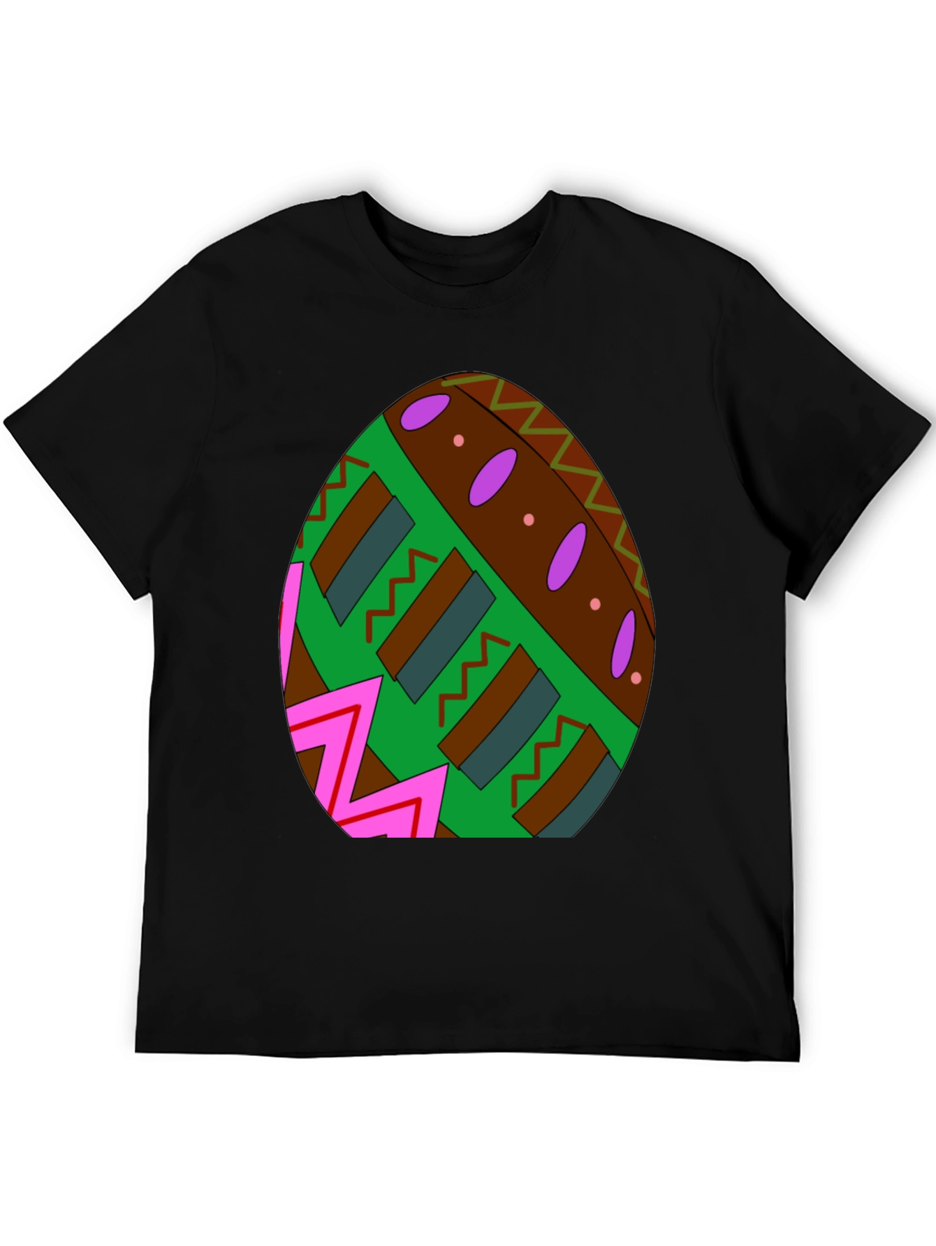 Easter Egg Pattern Black T-Shirt