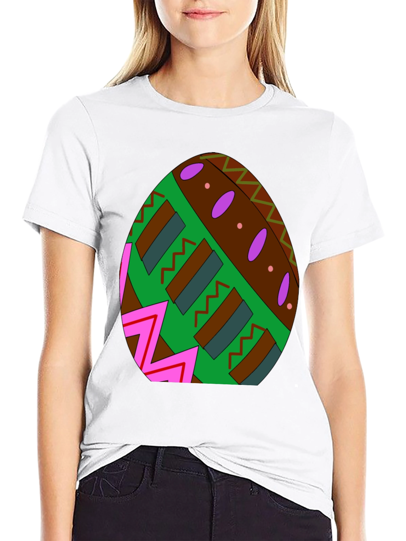 Easter Egg Pattern Black T-Shirt