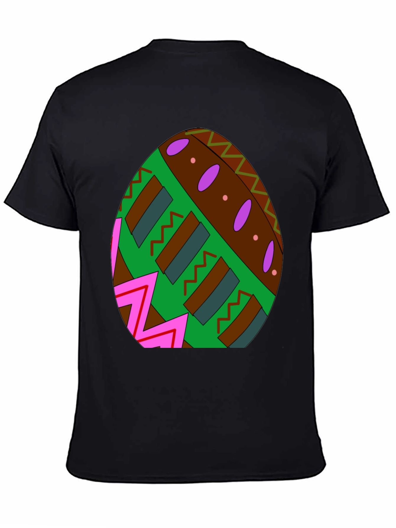 Easter Egg Pattern Black T-Shirt