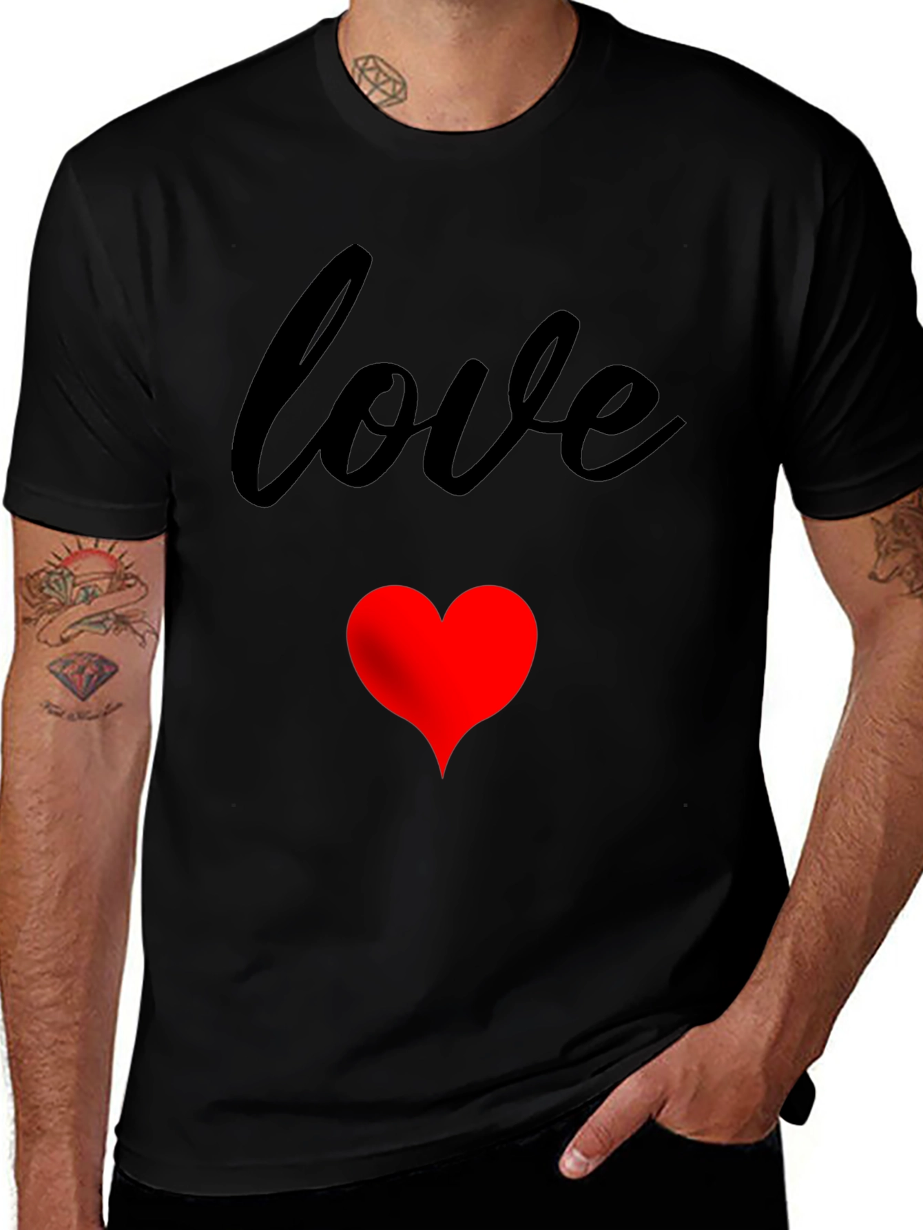 Love Heart Graphic Tee - Black