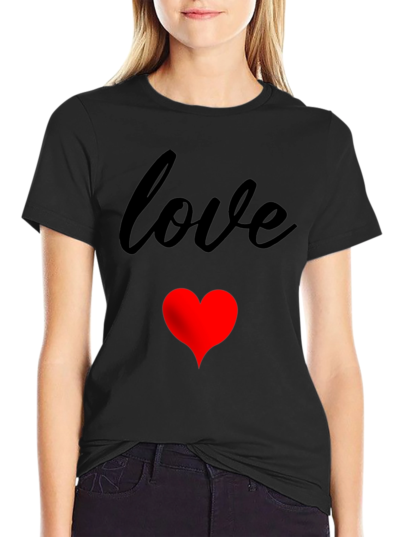 Love Heart Graphic Tee - Black