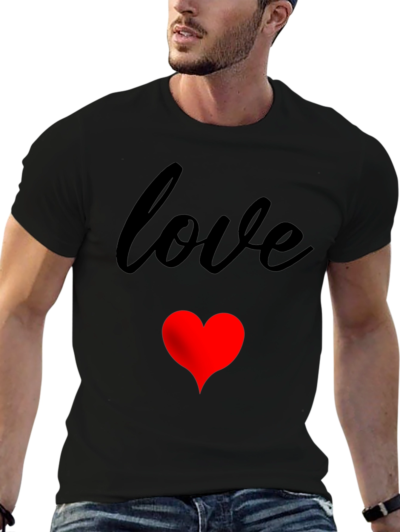 Love Heart Graphic Tee - Black