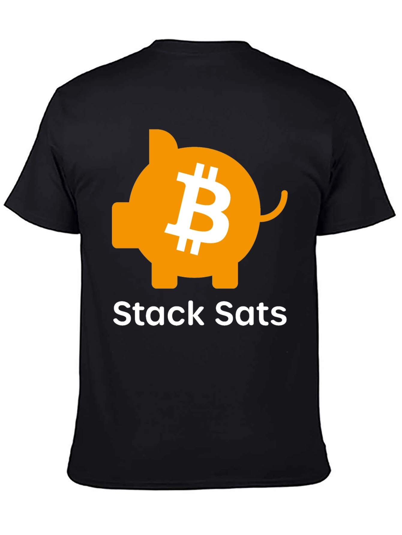 Stack Sats Bitcoin Piggy Bank Black T-Shirt
