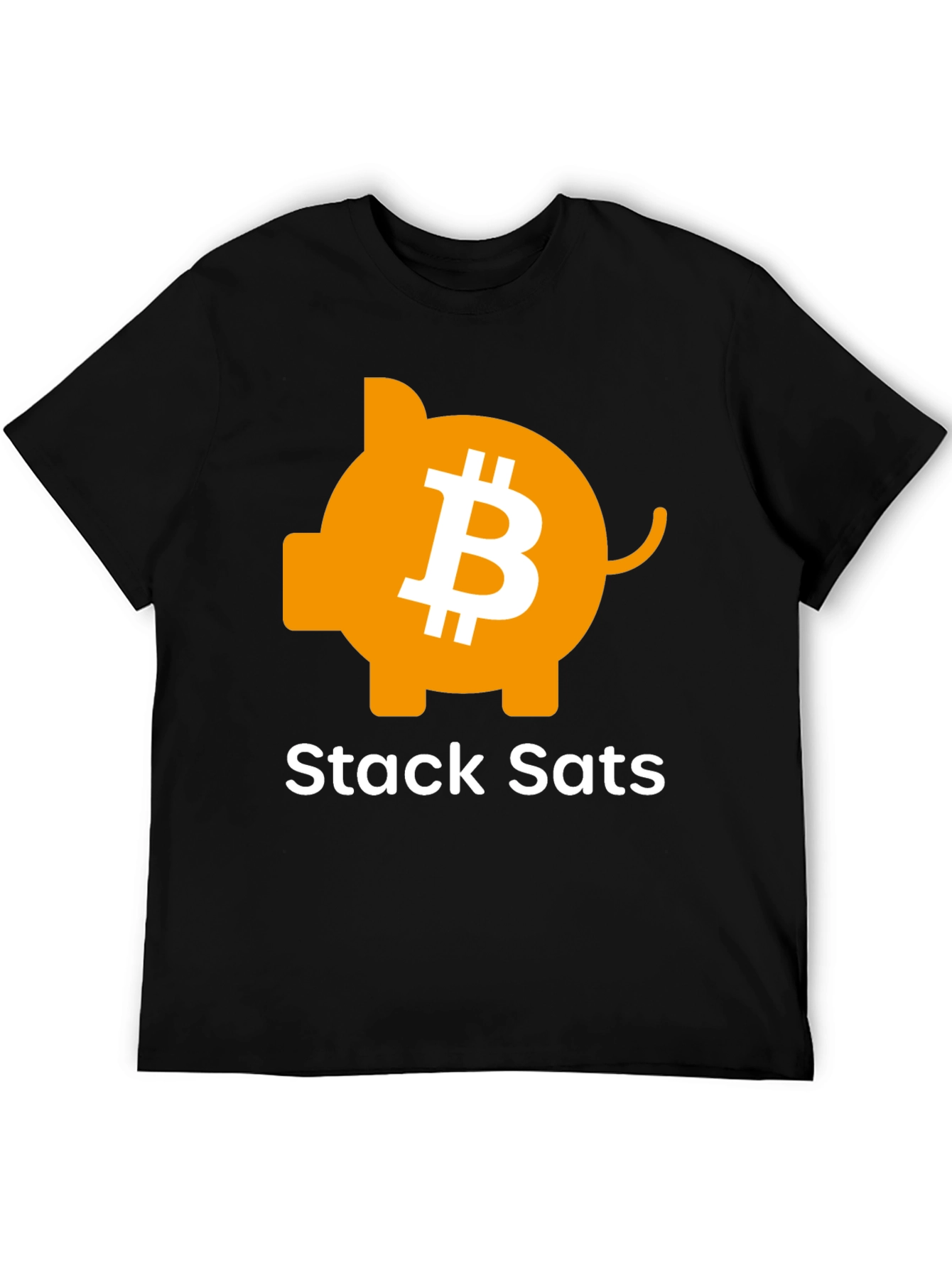Stack Sats Bitcoin Piggy Bank Black T-Shirt