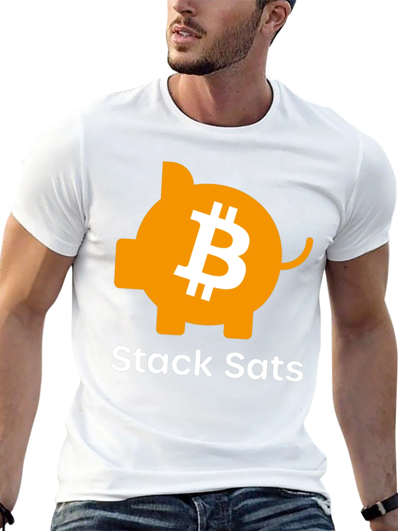 Stack Sats Bitcoin Piggy Bank Black T-Shirt