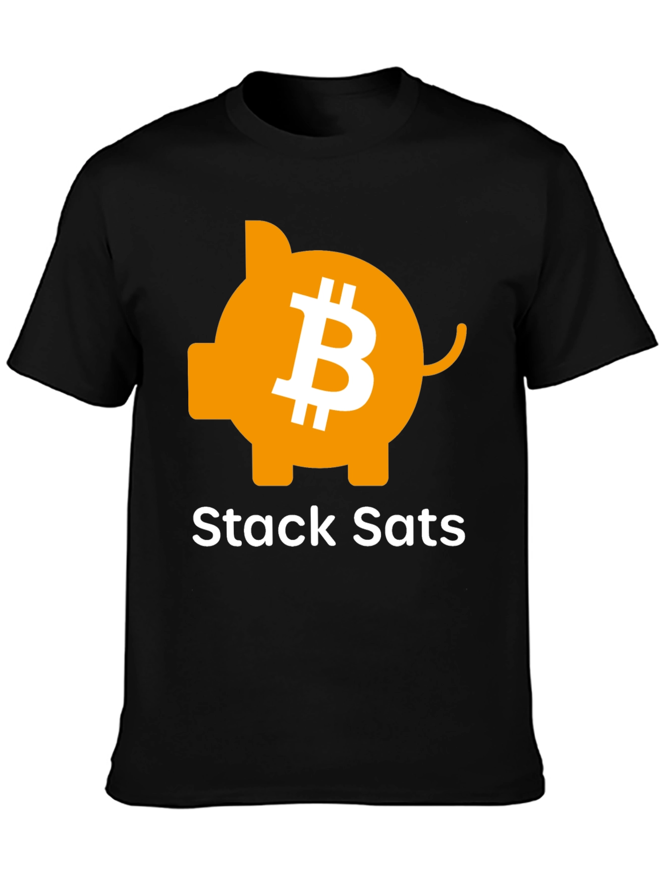 Stack Sats Bitcoin Piggy Bank Black T-Shirt