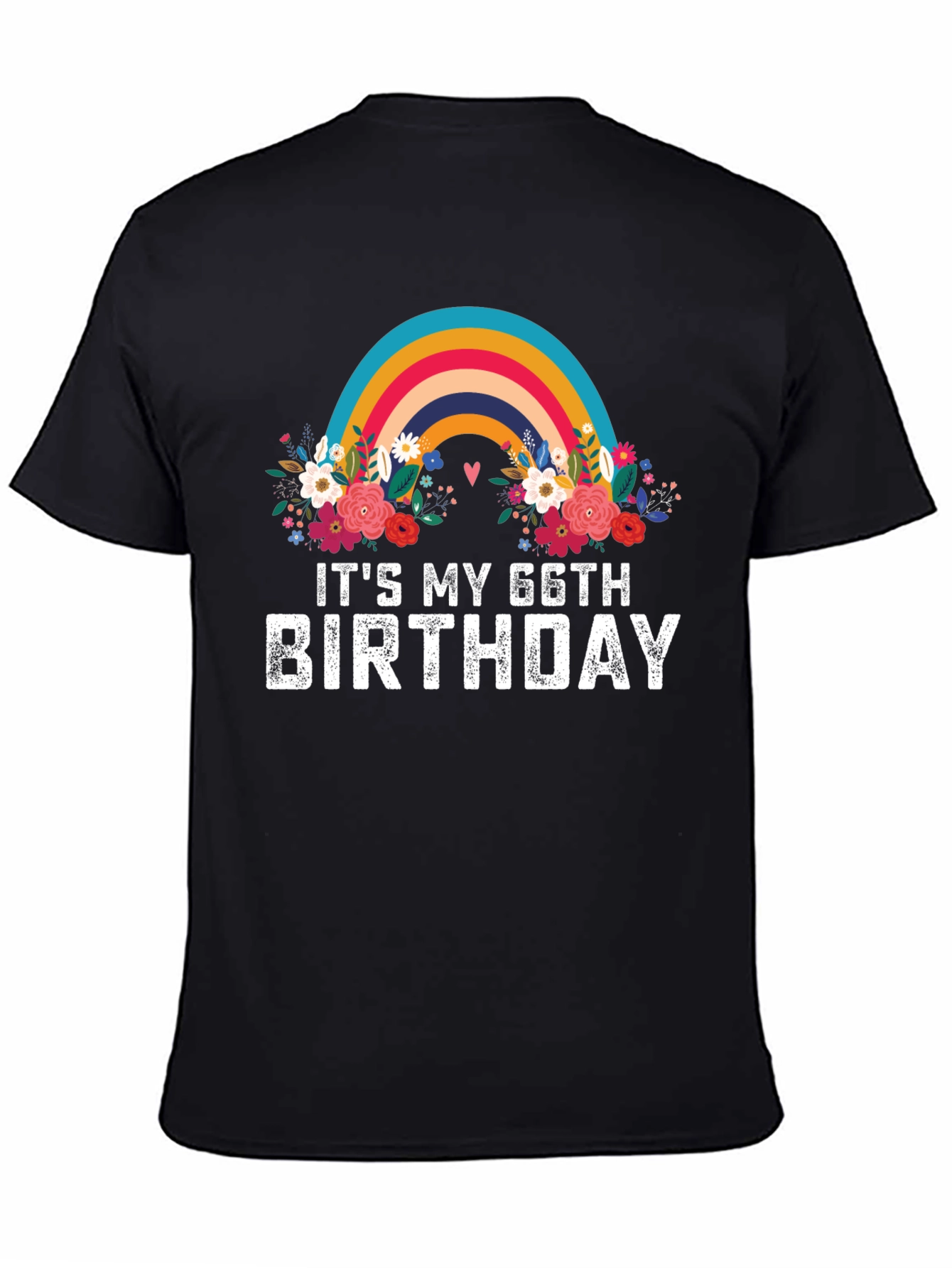 66th Birthday Rainbow Floral T-Shirt