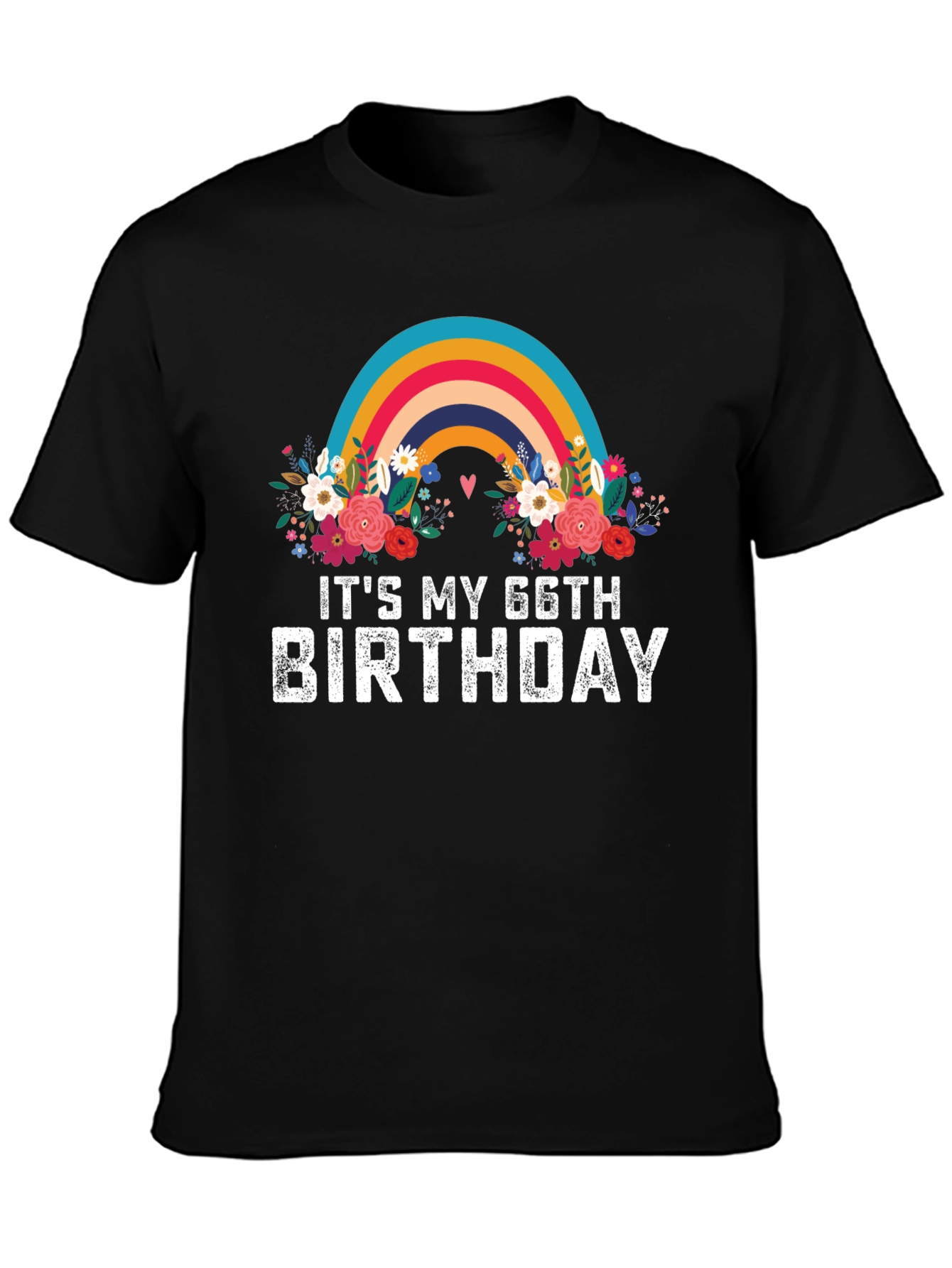 66th Birthday Rainbow Floral T-Shirt