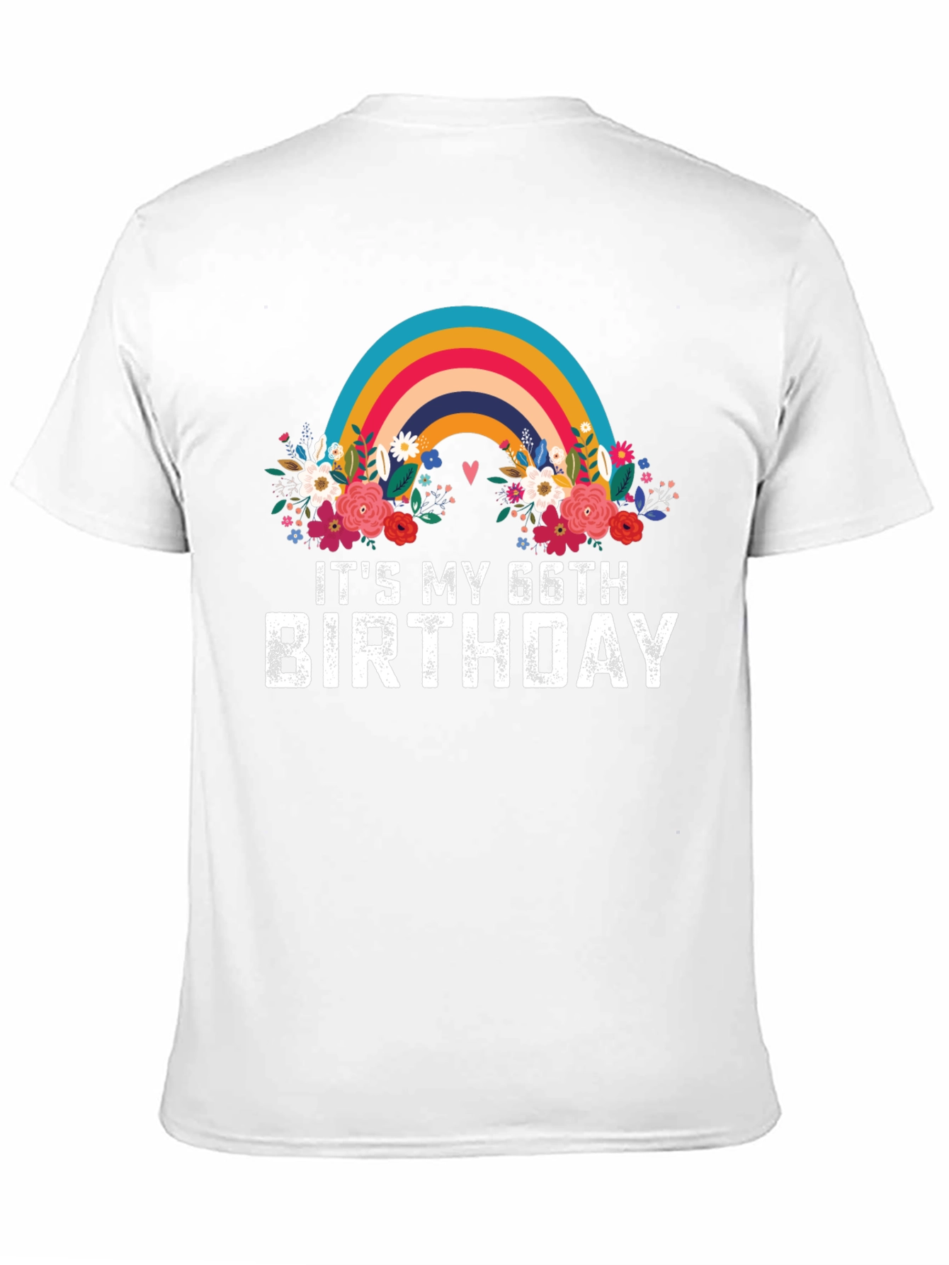 66th Birthday Rainbow Floral T-Shirt