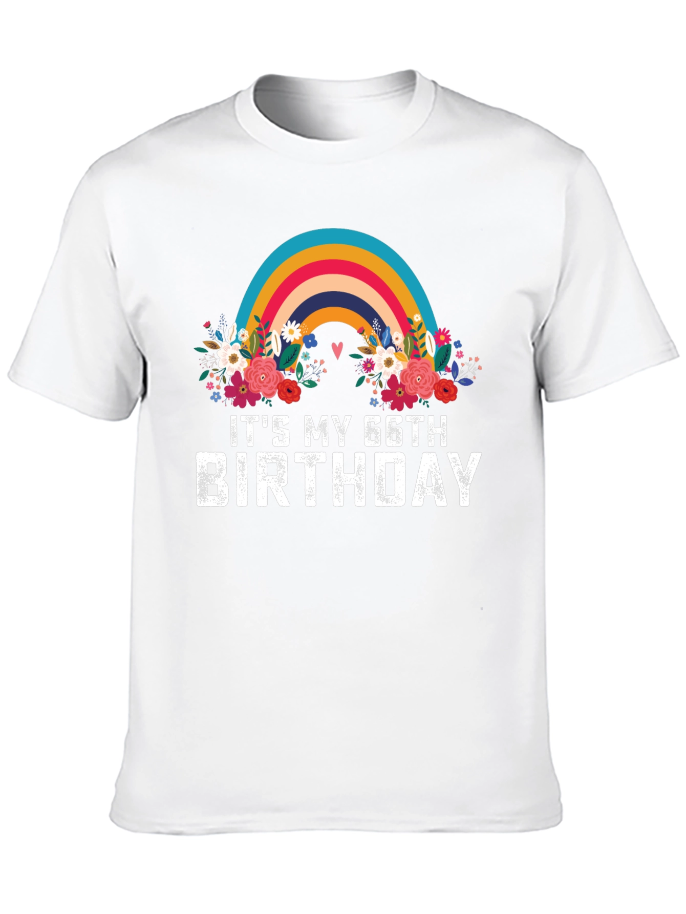 66th Birthday Rainbow Floral T-Shirt