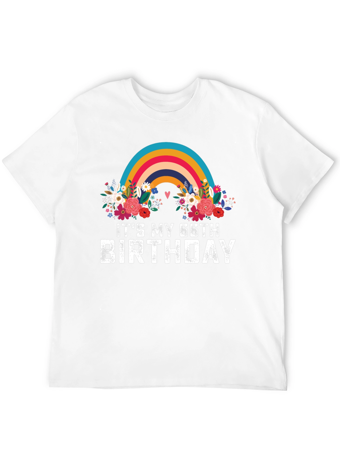 66th Birthday Rainbow Floral T-Shirt