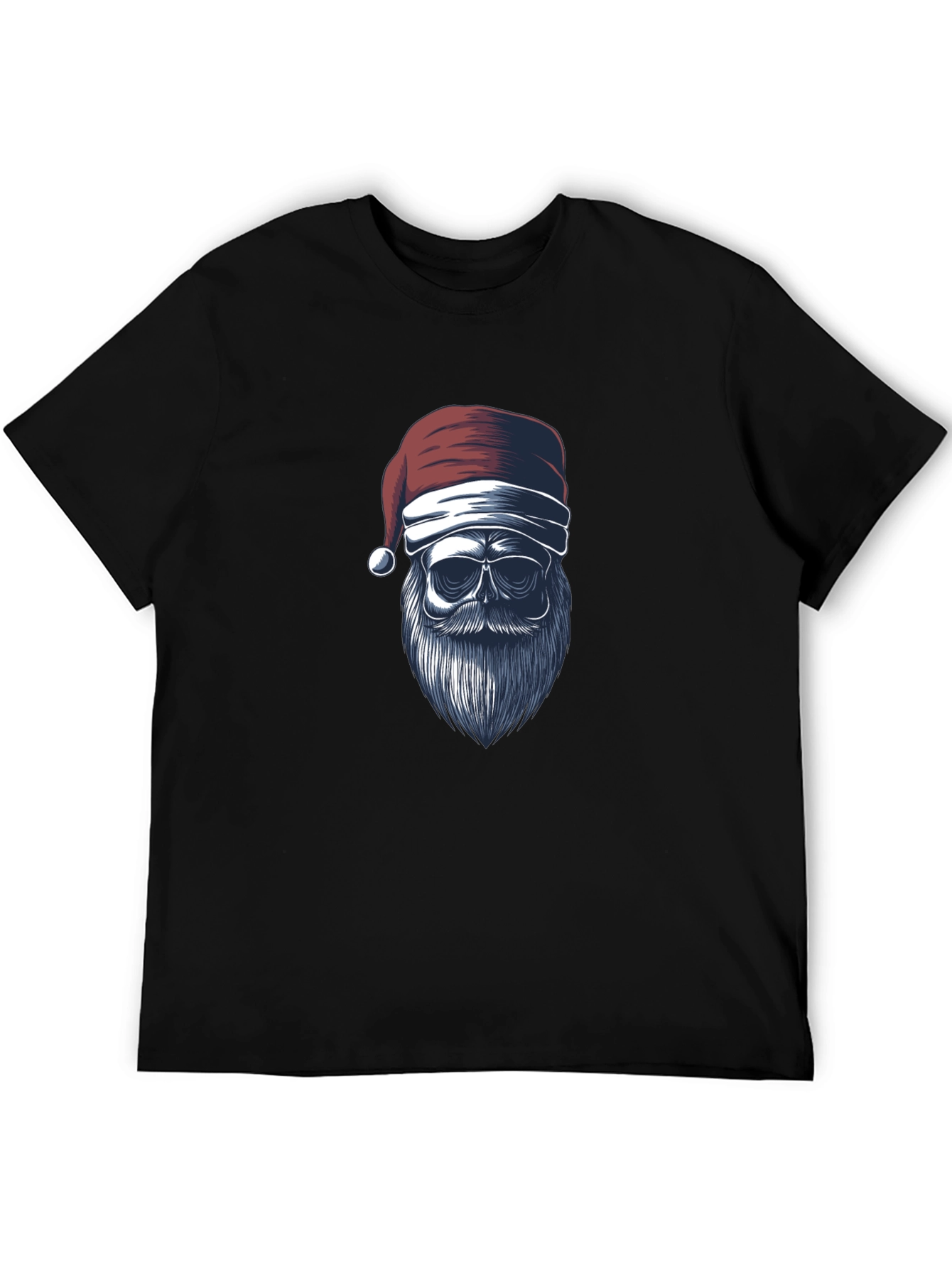 Santa Skull Graphic Tee - Black Holiday Shirt