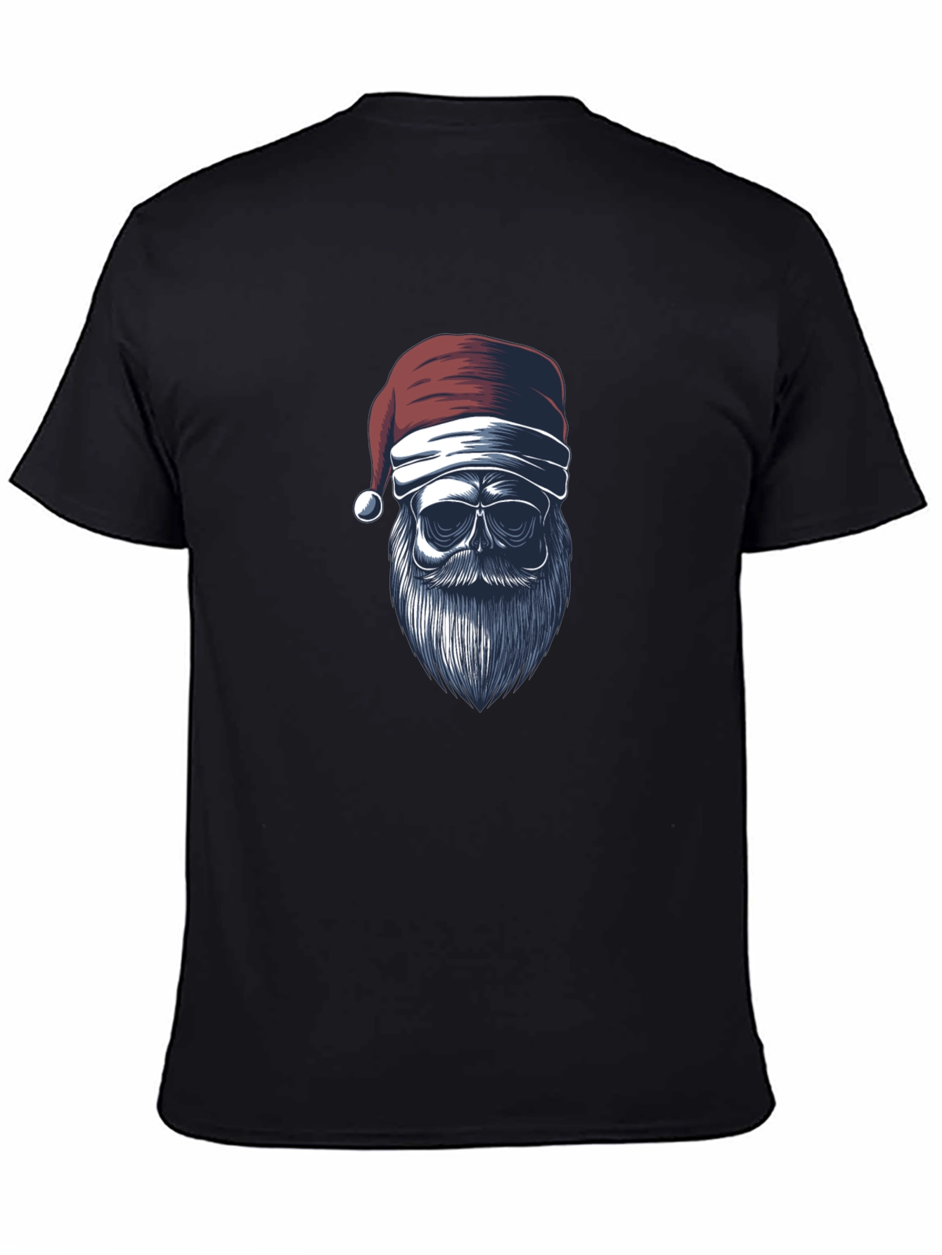 Santa Skull Graphic Tee - Black Holiday Shirt
