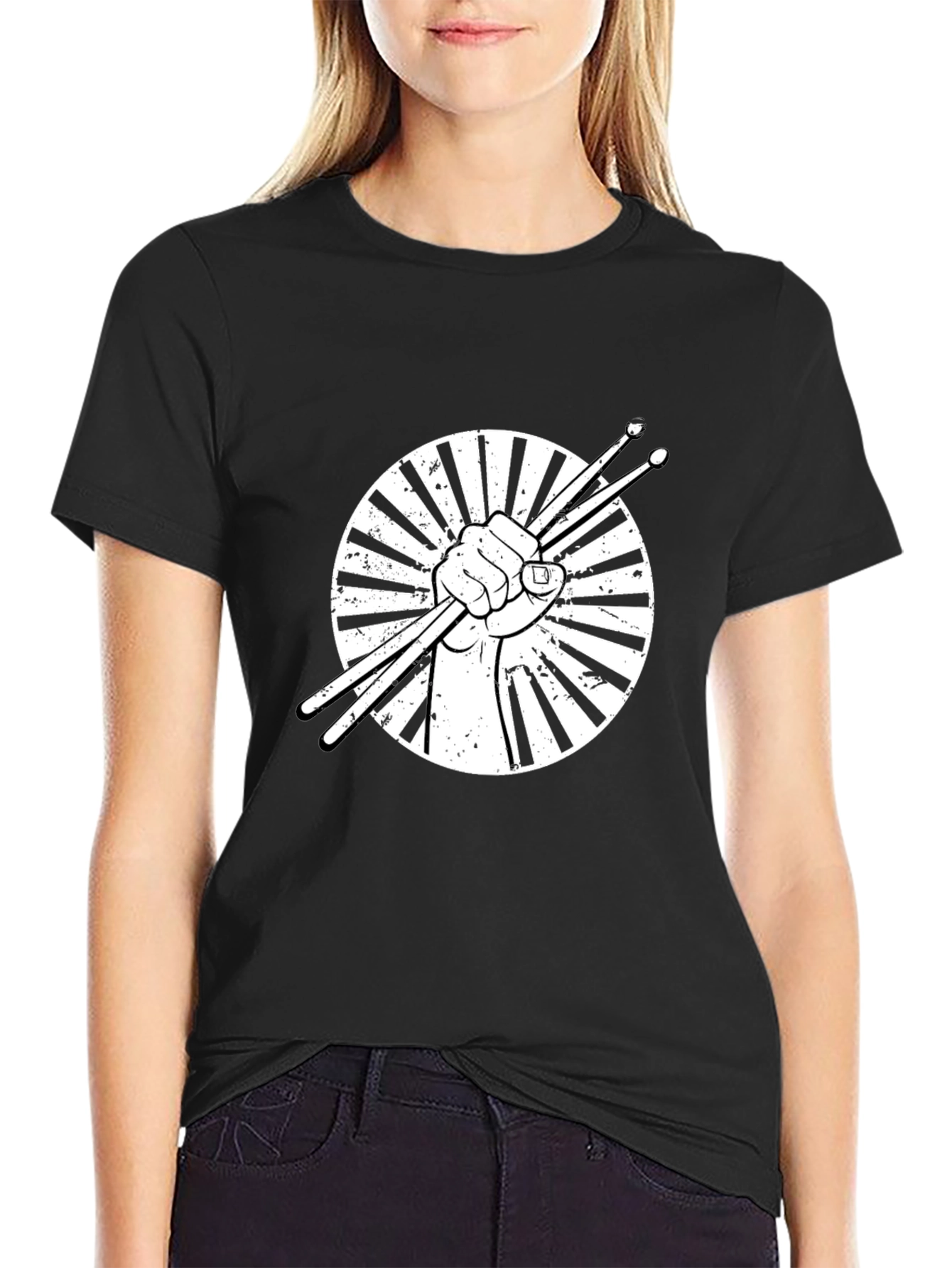 Drummers Fist Graphic Tee - Black Cotton