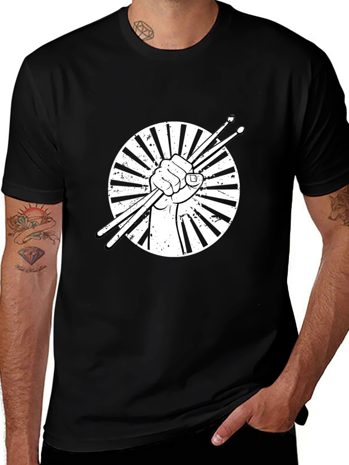 Drummers Fist Graphic Tee - Black Cotton