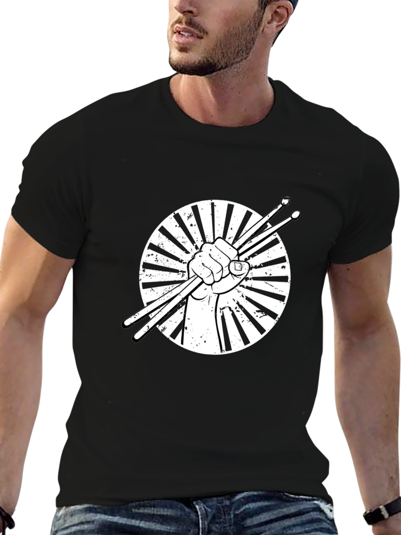Drummers Fist Graphic Tee - Black Cotton