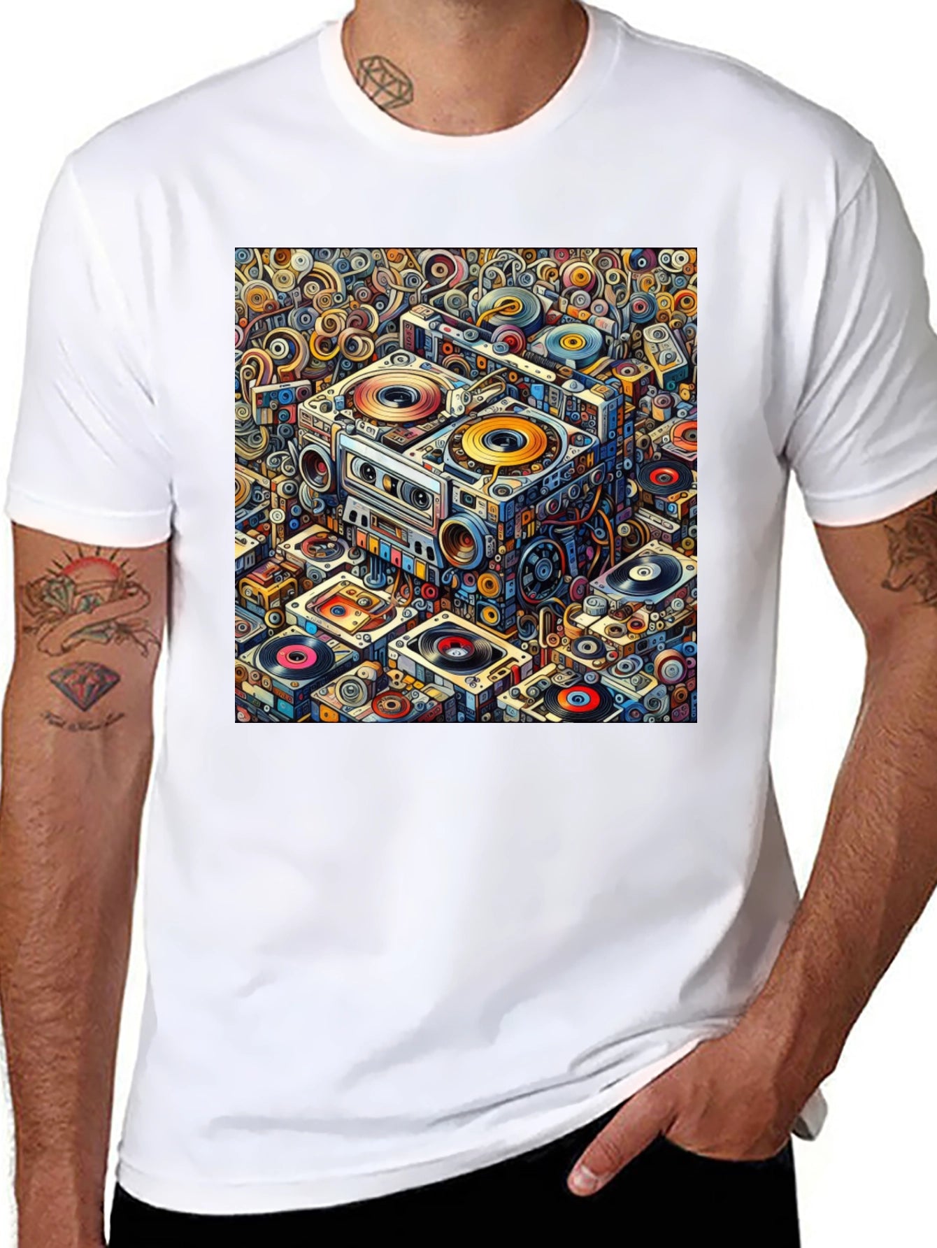 Retro Music Pattern Graphic Tee