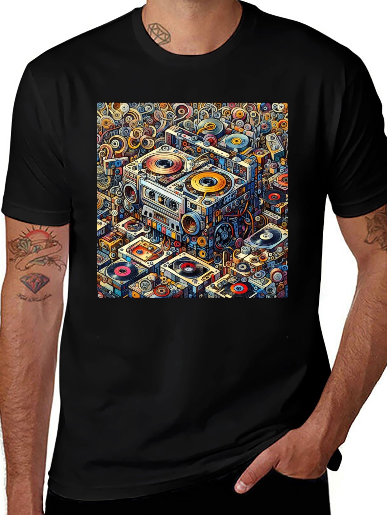 Retro Music Pattern Graphic Tee