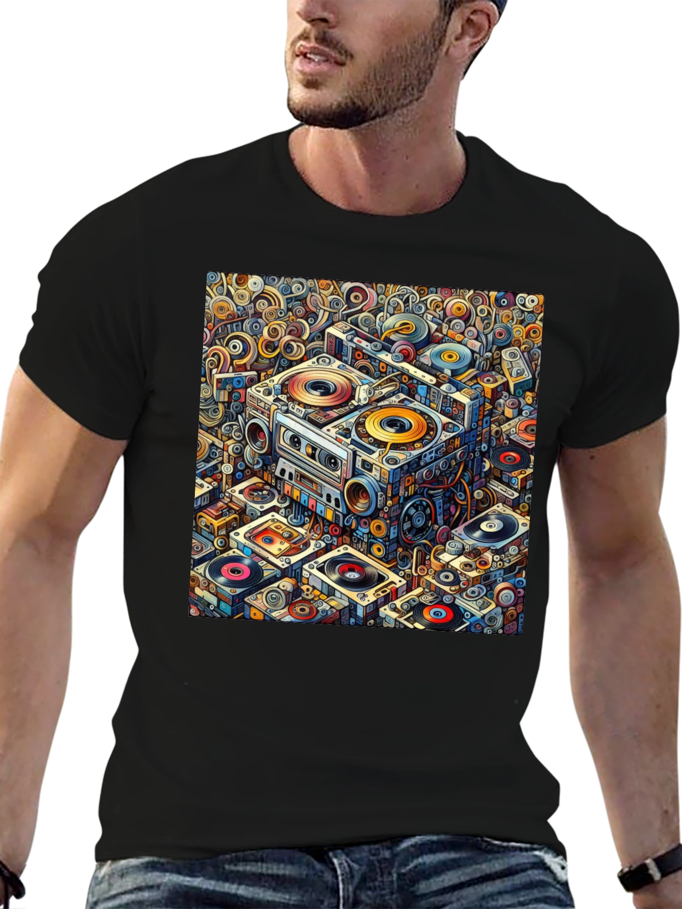 Retro Music Pattern Graphic Tee