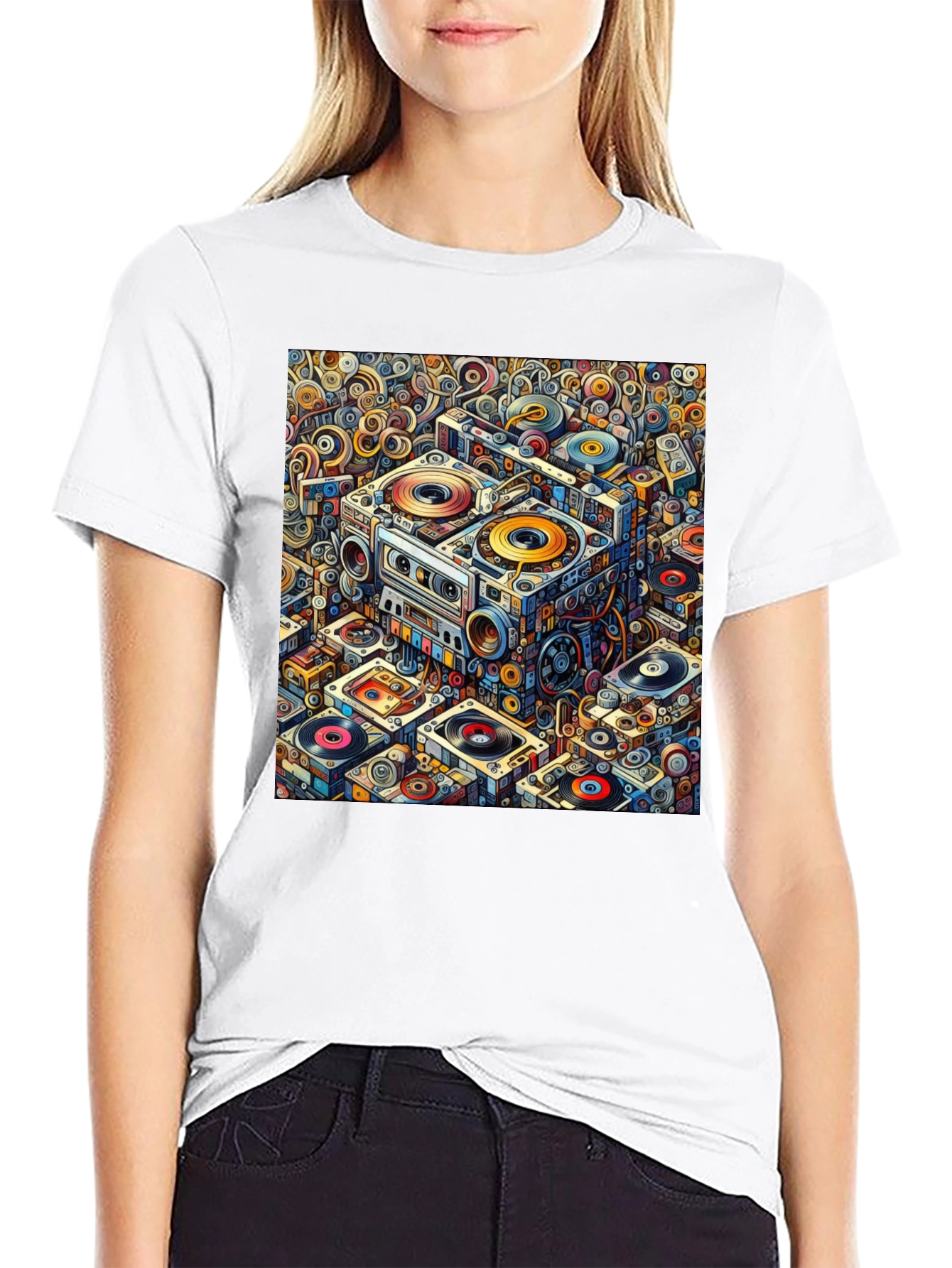 Retro Music Pattern Graphic Tee