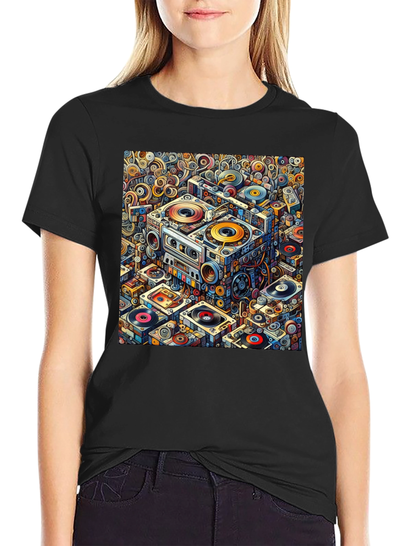 Retro Music Pattern Graphic Tee
