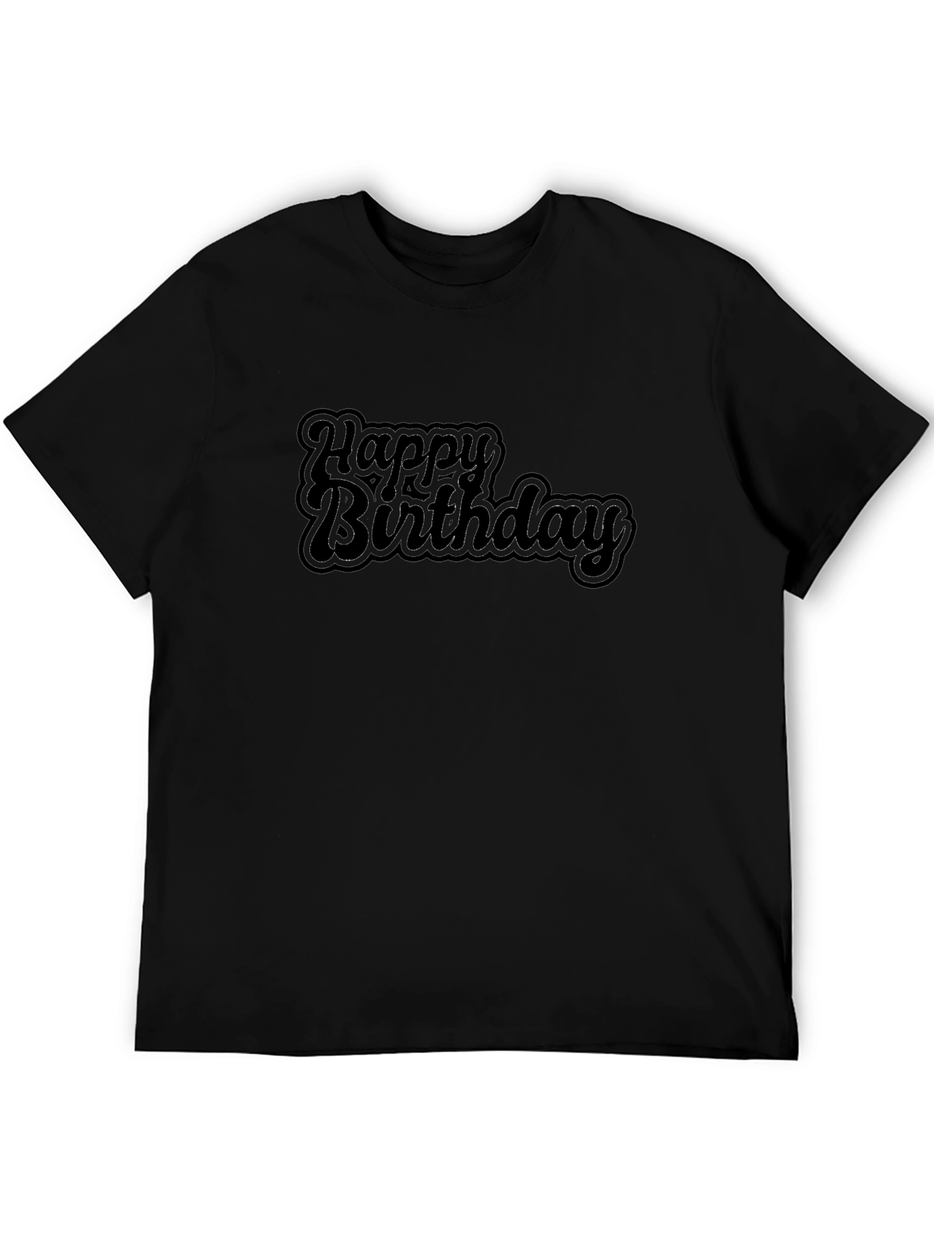 Happy Birthday Black Graphic Tee Shirt