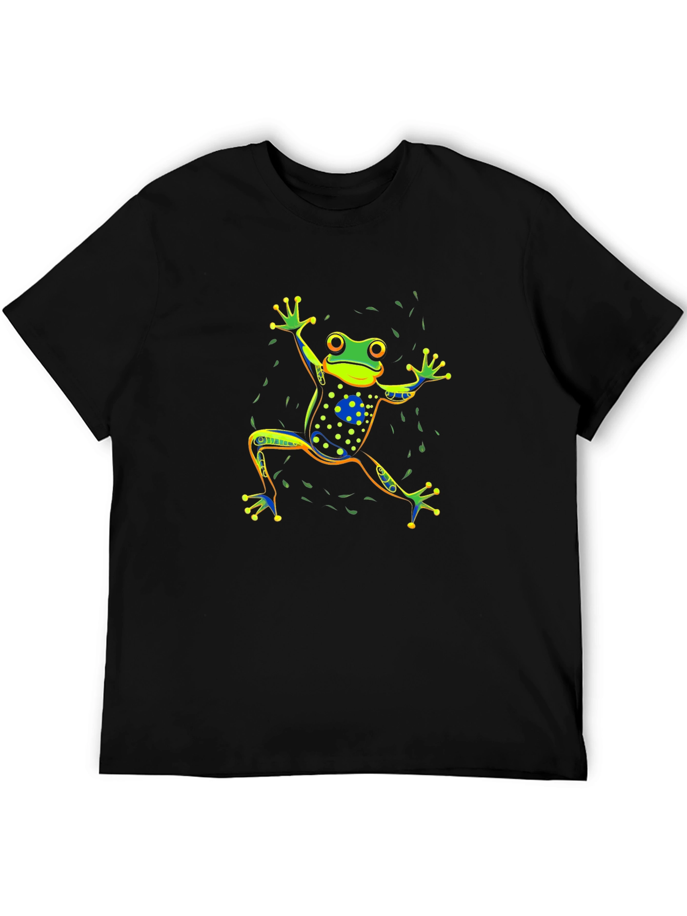 Vibrant Frog Graphic Black T-Shirt
