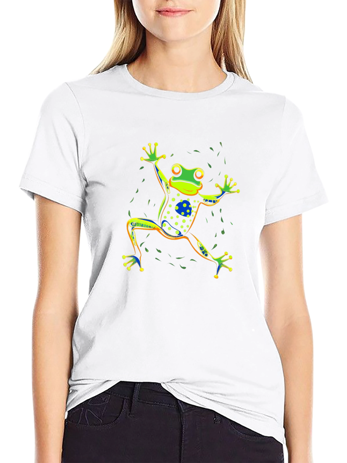 Vibrant Frog Graphic Black T-Shirt