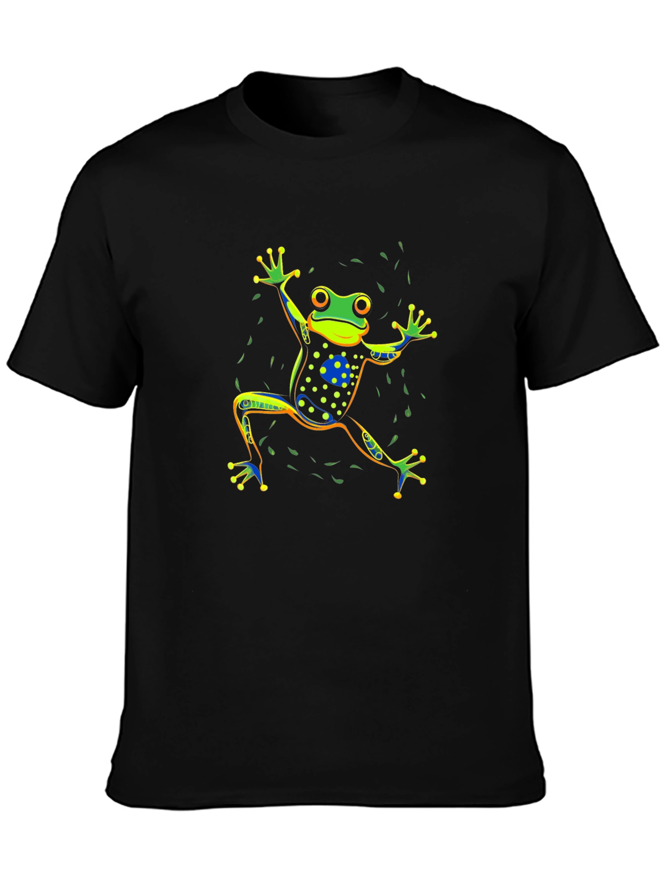 Vibrant Frog Graphic Black T-Shirt