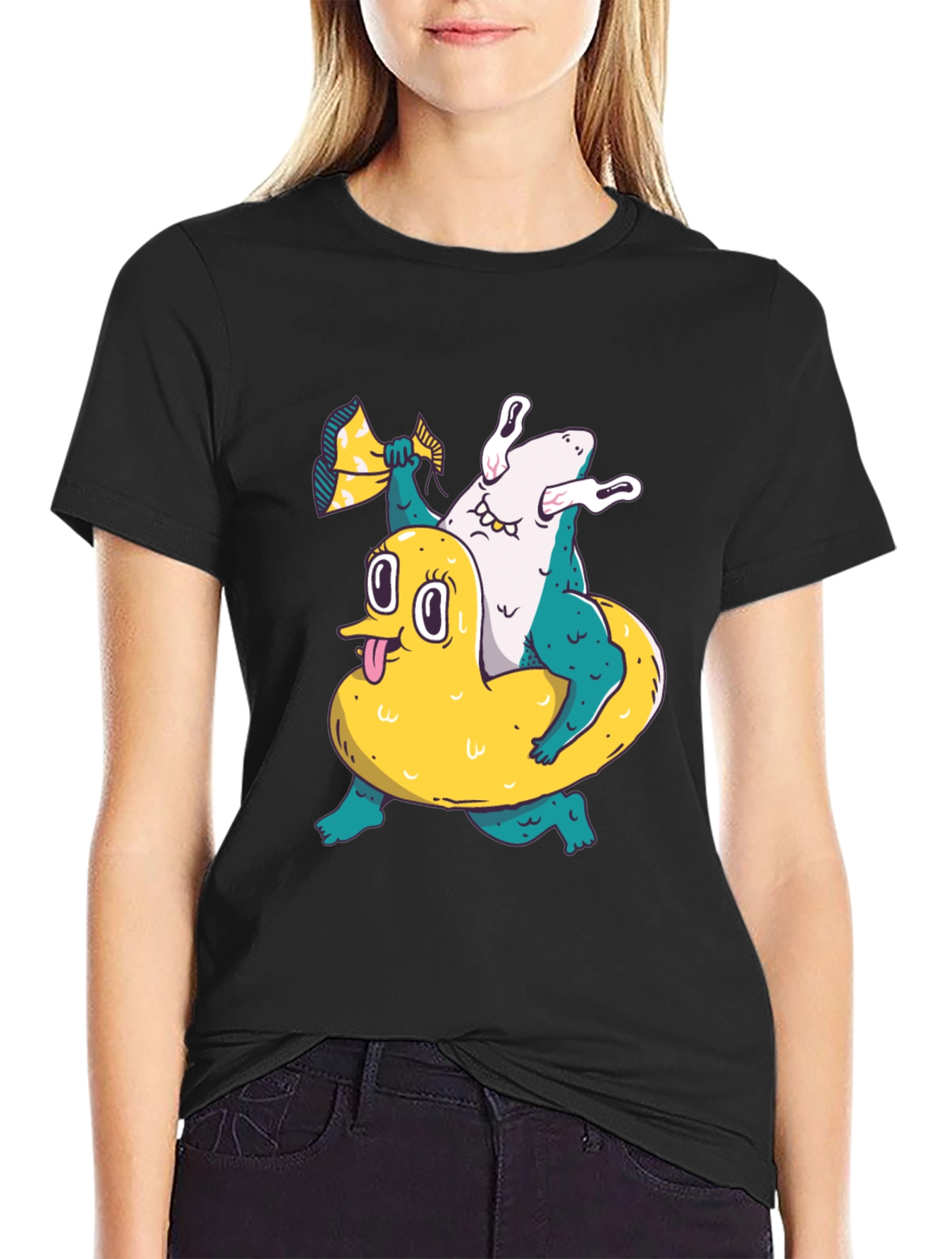Duck & Shark T-Shirt - Unique Graphic Tee