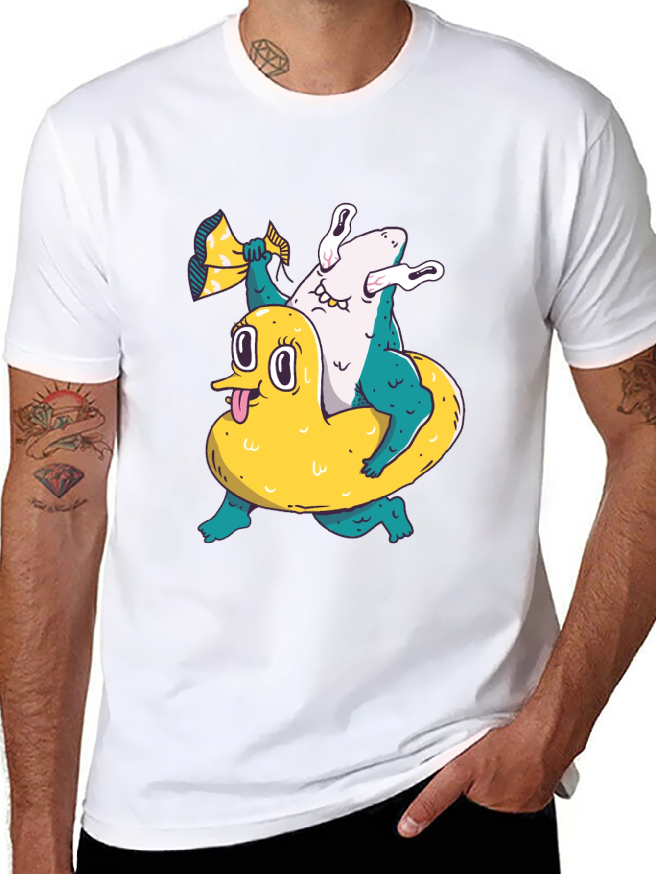 Duck & Shark T-Shirt - Unique Graphic Tee