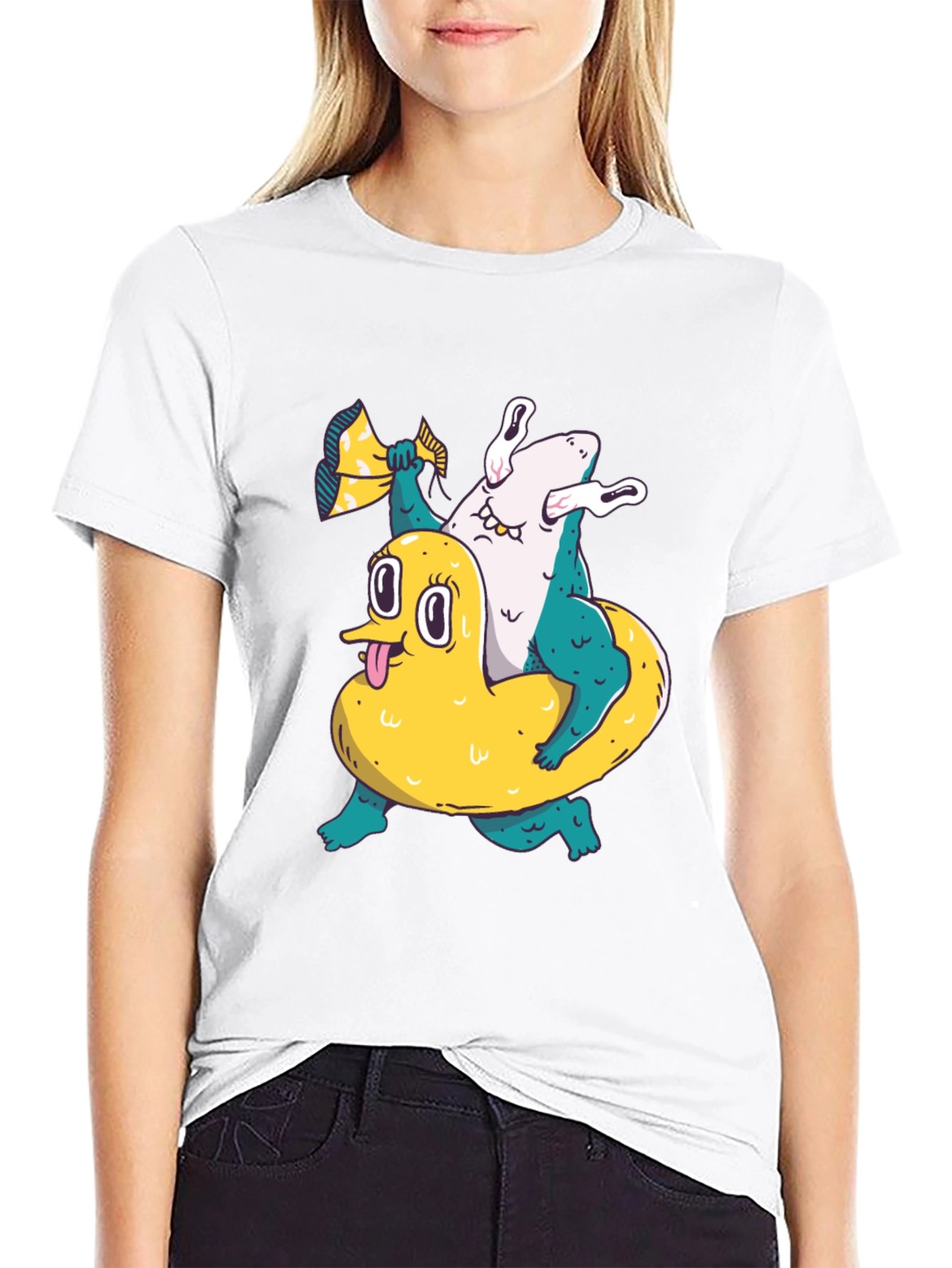 Duck & Shark T-Shirt - Unique Graphic Tee