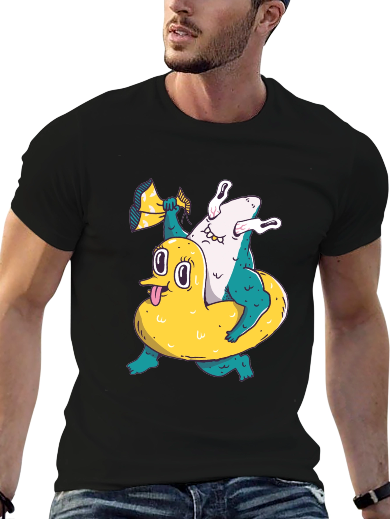 Duck & Shark T-Shirt - Unique Graphic Tee
