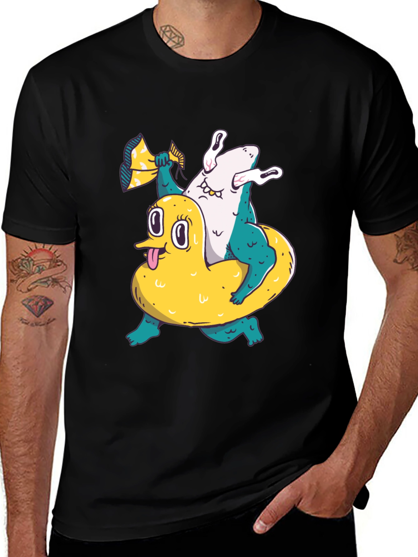 Duck & Shark T-Shirt - Unique Graphic Tee